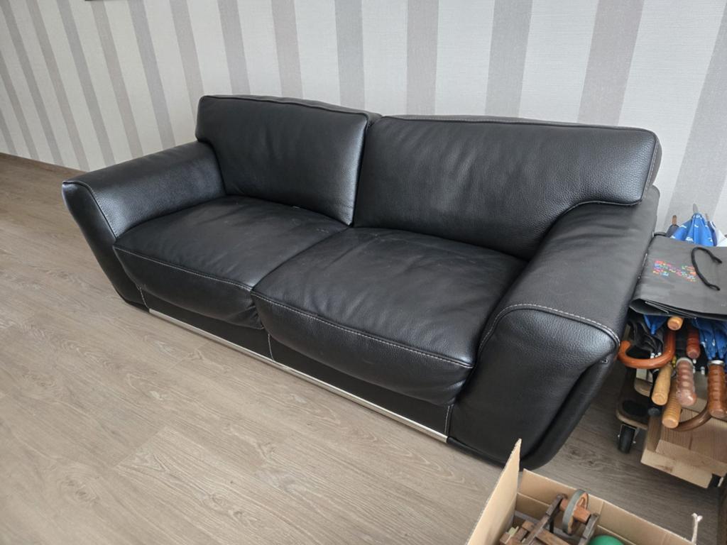 Ruime 2 persoonsbank zwart, Ophalen, Kunststof, Gebruikt, Tweepersoons