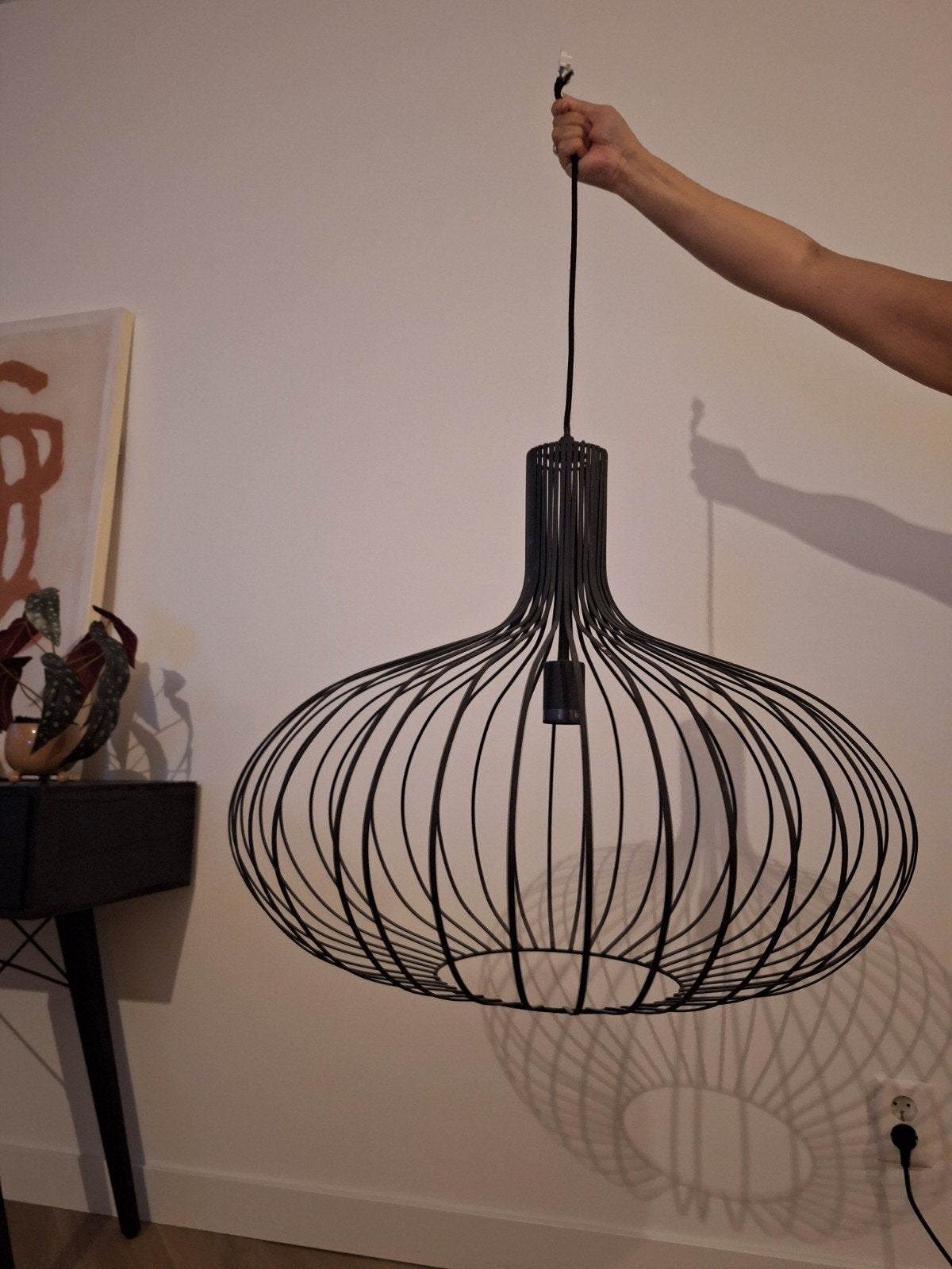 Straluma hanglamp - Zwart draadframe, Ophalen, Gebruikt, Modern, Industrieel, Metaal