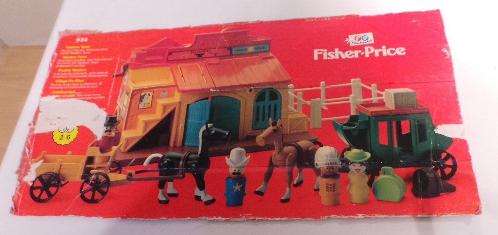 Vintage Fisher Price Western Town compleet; leeftijd 2-6 j., Ophalen, Gebruikt, Speelset, Met geluid
