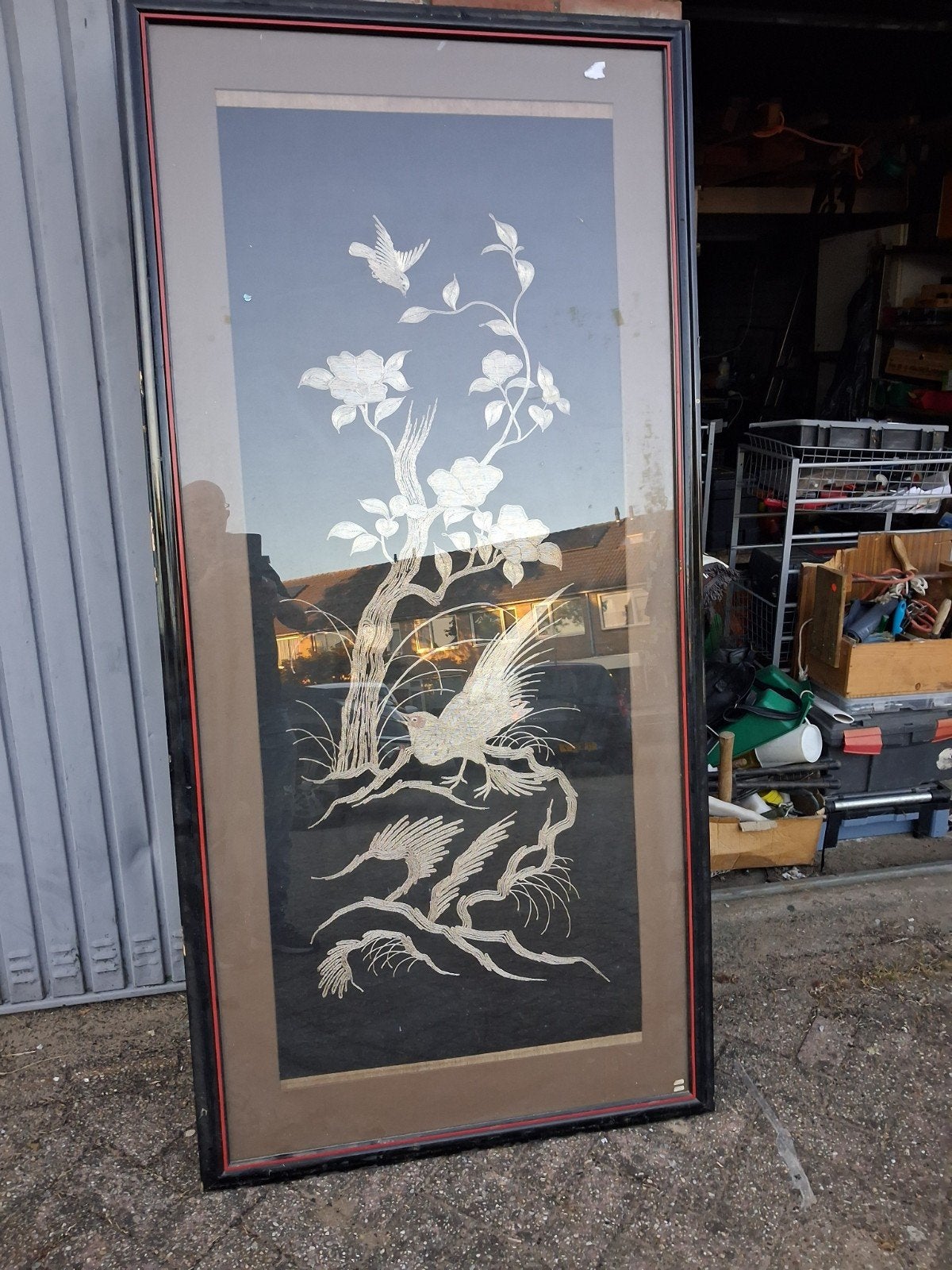 Japanse grote goud geborduurde  afbeelding 192x92 cm, Ophalen, Gebruikt, 75 tot 100 cm, 150 tot 200 cm