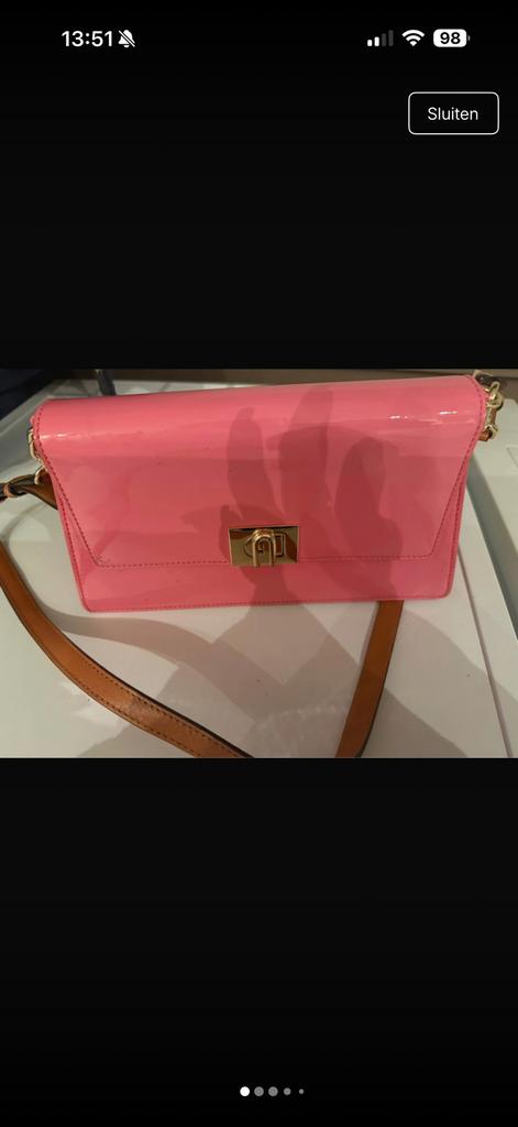 furla tas lakleer roze, Ophalen of Verzenden, Zo goed als nieuw, Roze, Handtas