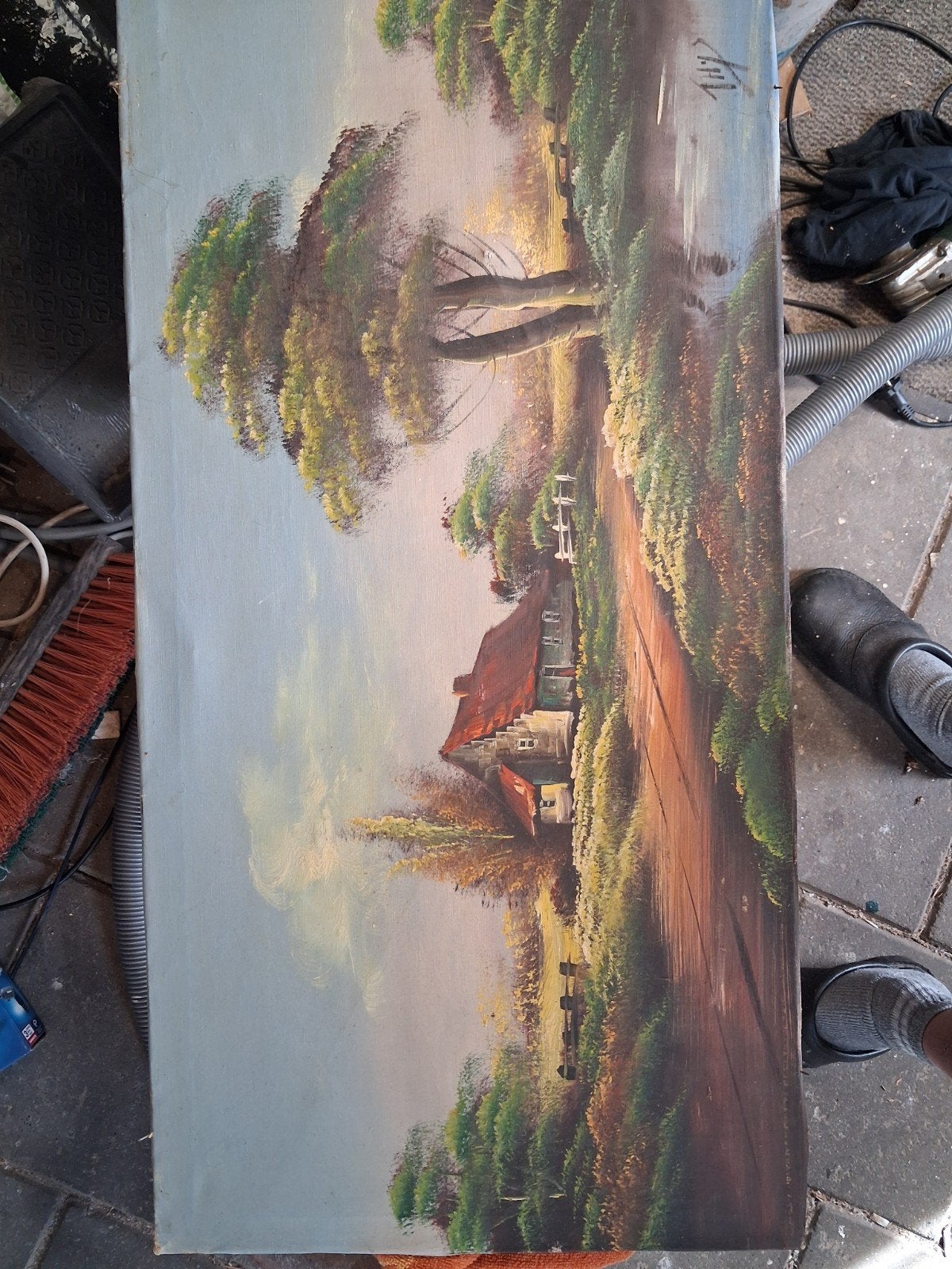 Schilderij op doek, gesigneerd Thys - 80x40 cm, Antiek en Kunst, Ophalen, Doek, Gesigneerd, Landschap