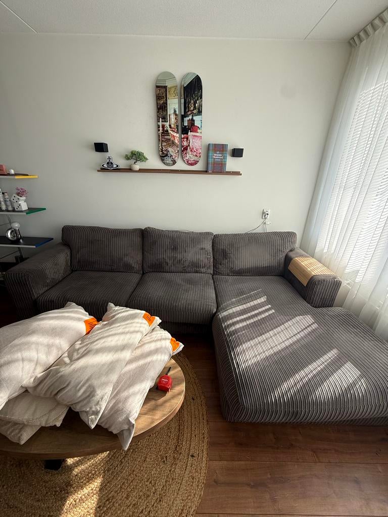 Ruime ribstof loungebank - 2.90m breed - snel ophalen!, 250 tot 300 cm, Gebruikt, 100 tot 125 cm, Ophalen of Verzenden