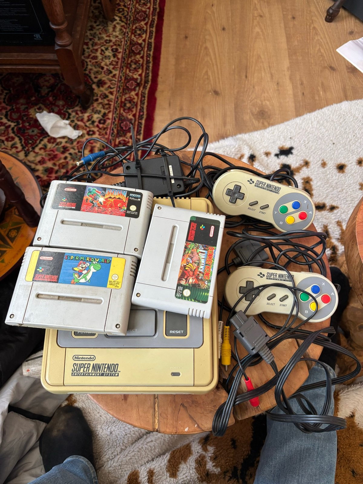 Super Nintendo Entertainment System met games en 2 controlle, Spelcomputers en Games, Ophalen, Gebruikt, Met 2 controllers, Met games