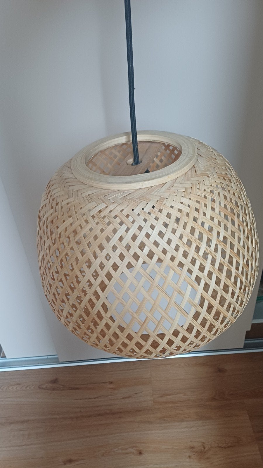 Rotan hanglamp, bamboe, naturel, boho stijl, Huis en Inrichting, Ophalen, Gebruikt, 50 tot 75 cm, Boho, Scandinavisch