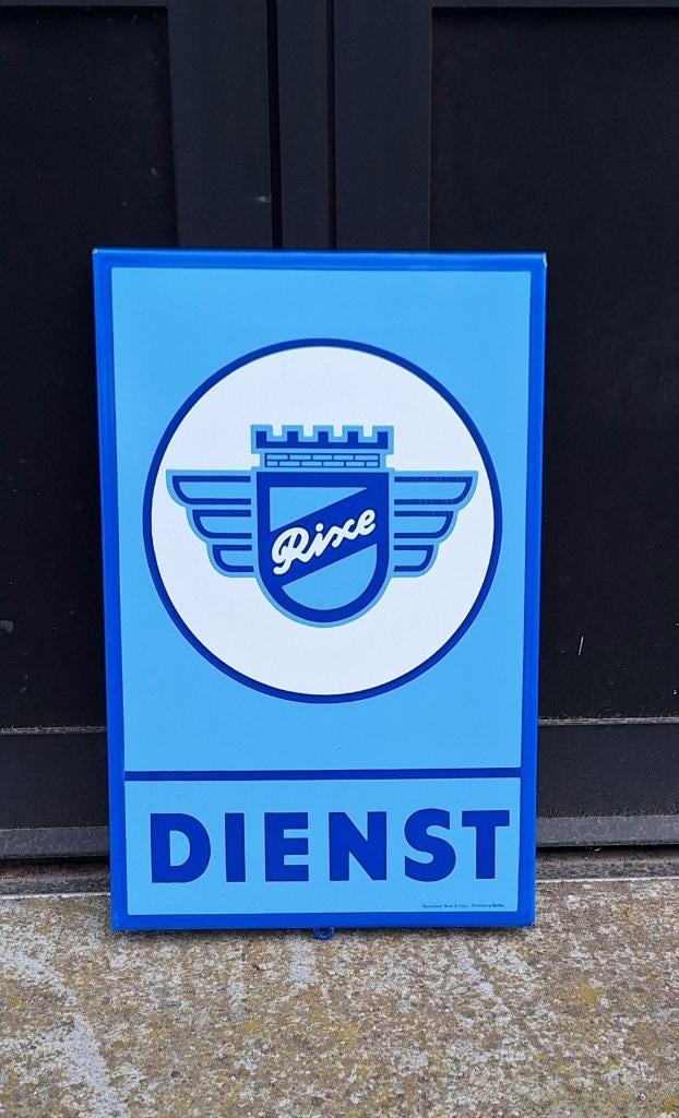 Origineel emaille reclamebord Rixe Dienst motorfietsen., Reclamebord, Gebruikt, ., Ophalen of Verzenden