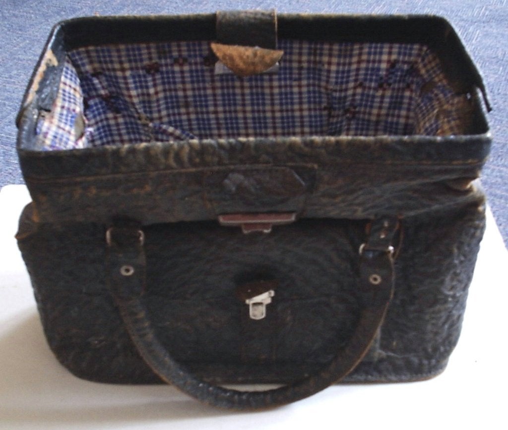 Ouderwetse, nostalgische tas - model dokterstas, Antiek en Kunst, Curiosa en Brocante, Verzenden