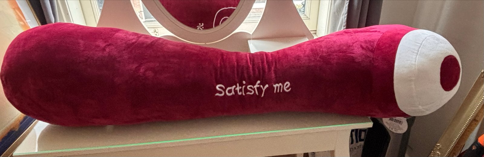 Grappig kussen met 'Satisfy me' opdruk-  Satisfyer, Ophalen, Overige stijlen, Nieuw, Rood