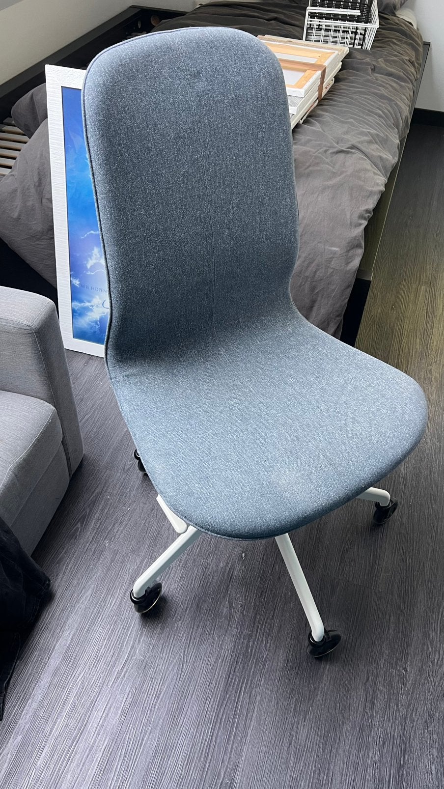 Ikea Langjfall bureaustoel met rubberen wieltjes, Ophalen, Zo goed als nieuw, Blauw