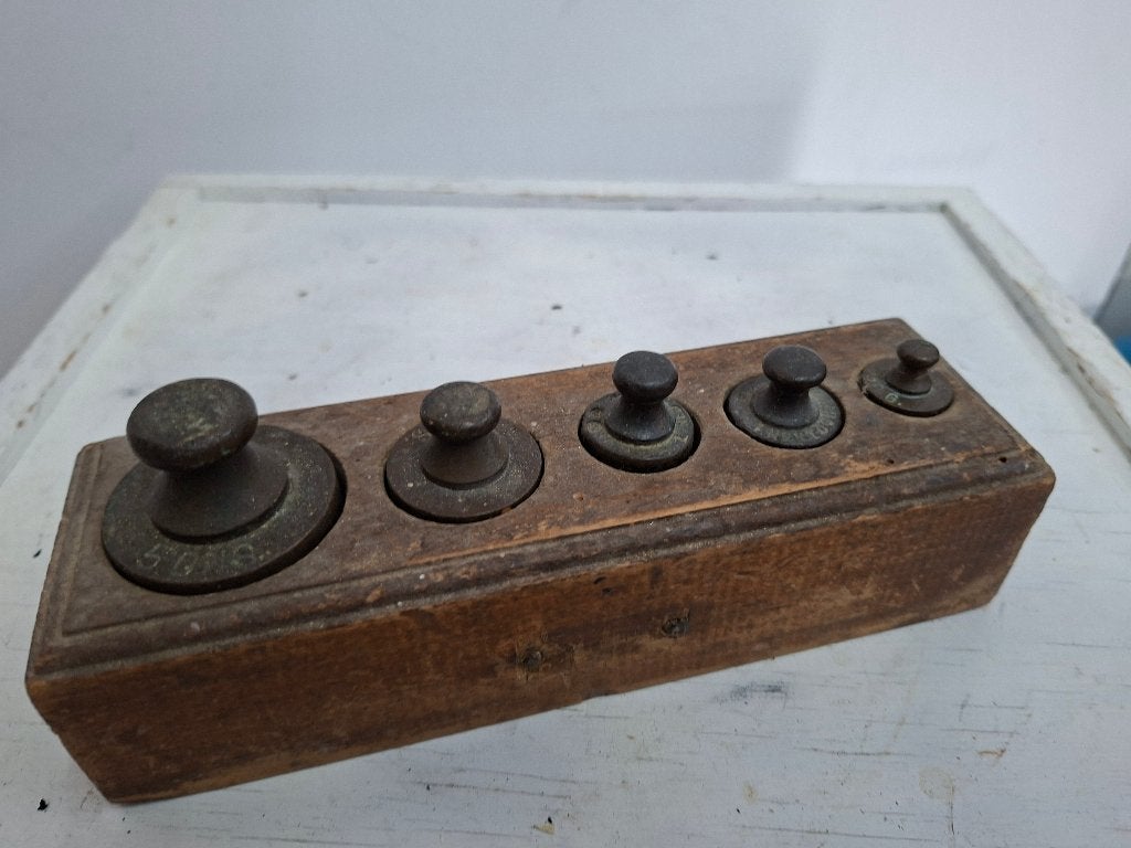 oude mooie set messing gewichtenblok, Ophalen of Verzenden