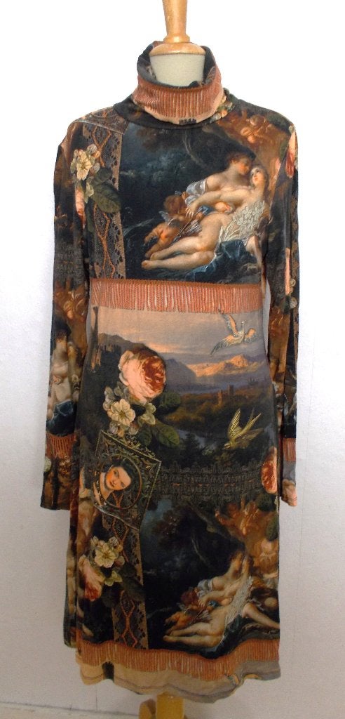 Mooie aparte print jurk van Lalamour! XL, Kleding | Dames, Jurken, Maat 46/48 (XL) of groter, Zo goed als nieuw, Onder de knie