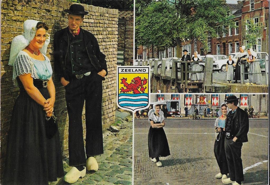 C440 Gelopen ansichtkaart zeeland klederdrachten, Ophalen of Verzenden, 1980 tot heden, Gelopen, Zeeland