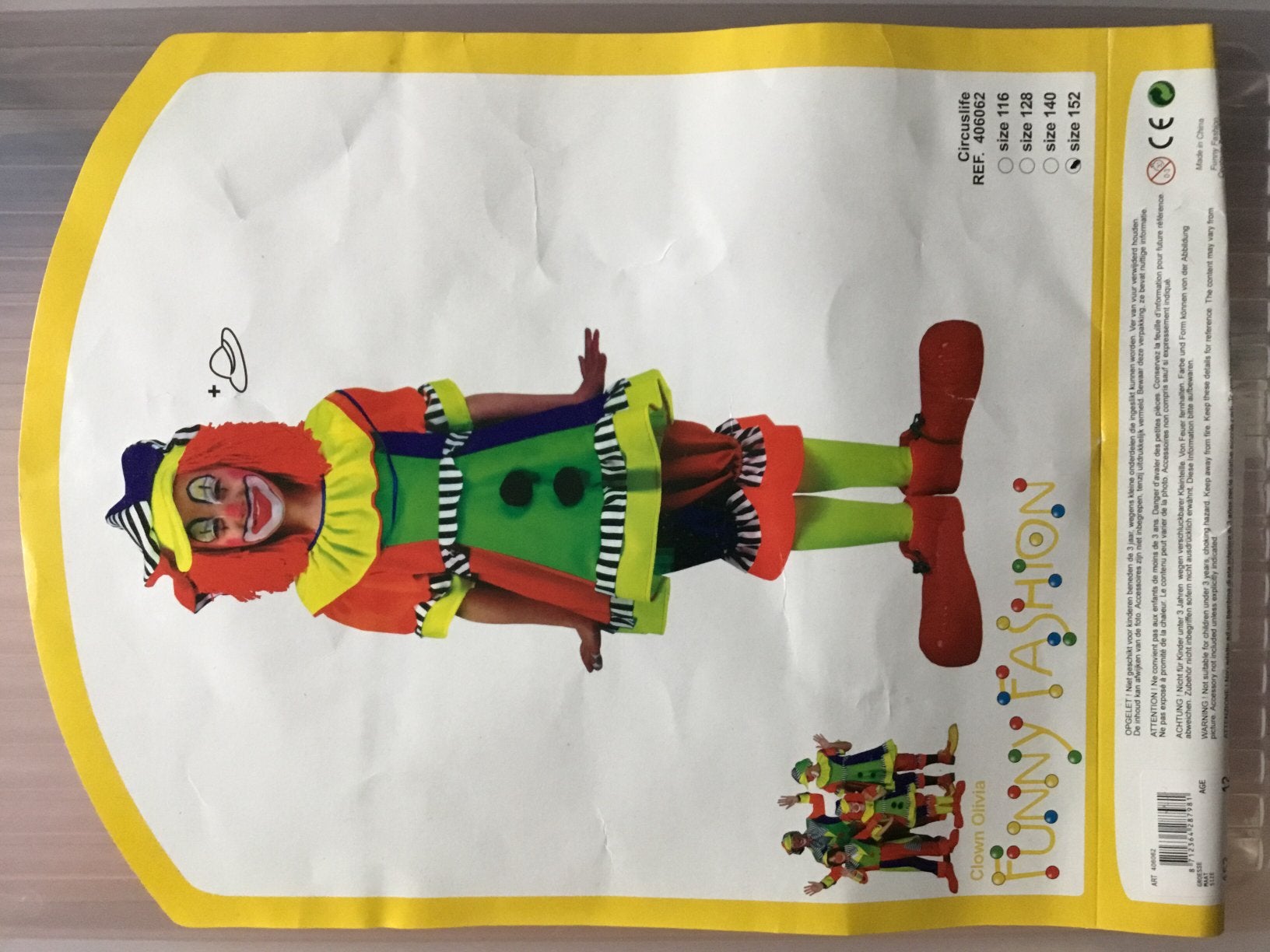 Carnavalskostuum clown, Verzenden, Zo goed als nieuw, Maat 34 (XS) of kleiner, Carnaval