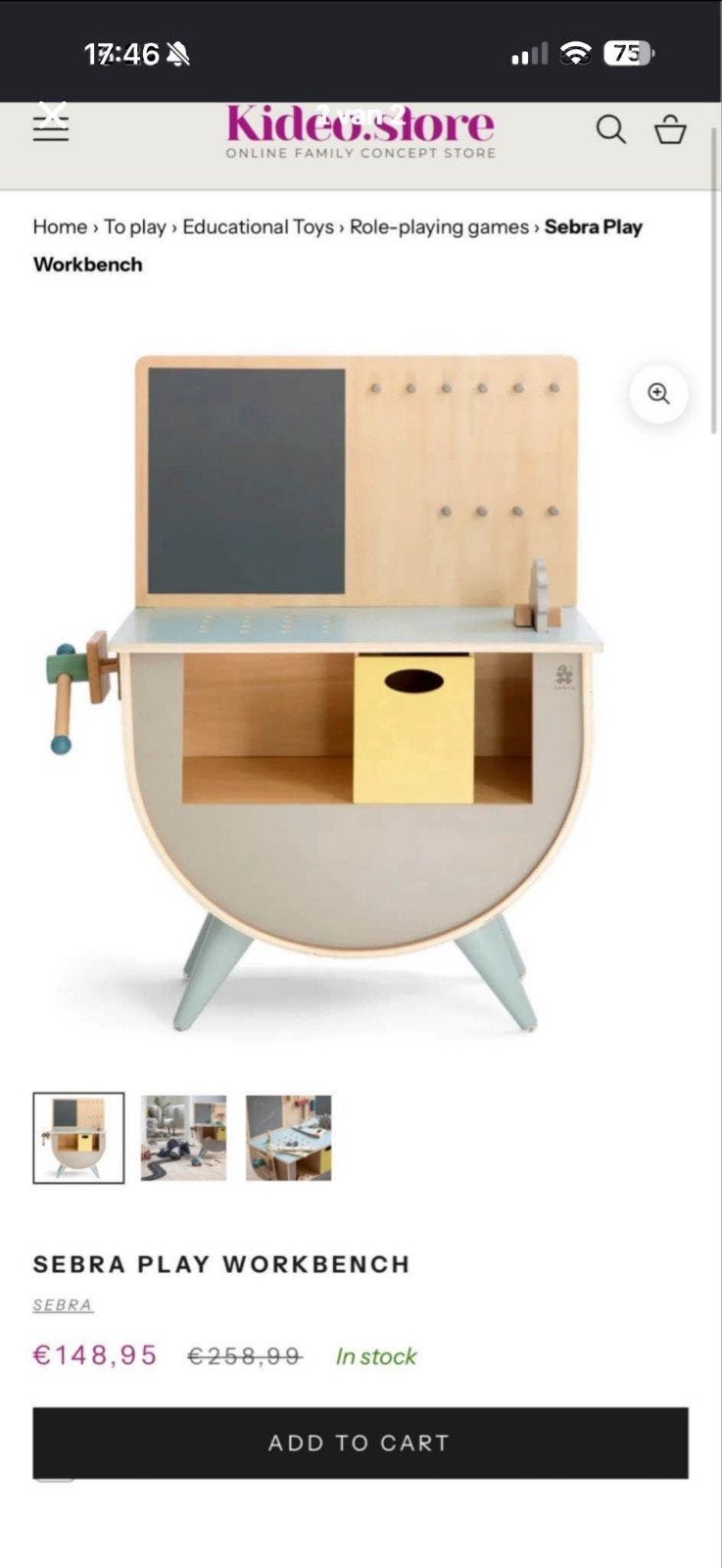 Foto 3 van Sebra Houten Speelgoedwerkbank - Deens Design