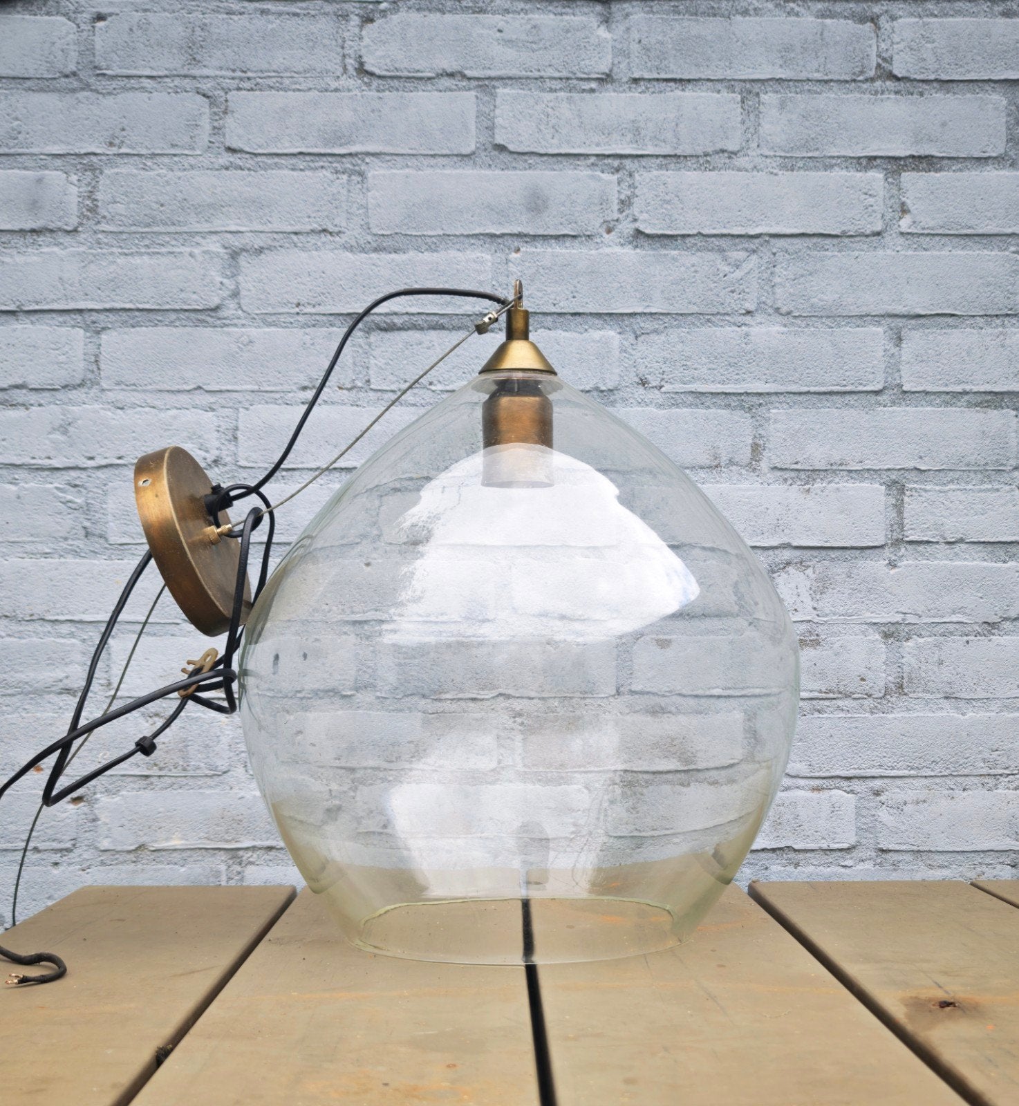 XL Glazen Hanglamp Maisons du Monde, Huis en Inrichting, Ophalen, Gebruikt, Modern chique, E27 (groot)