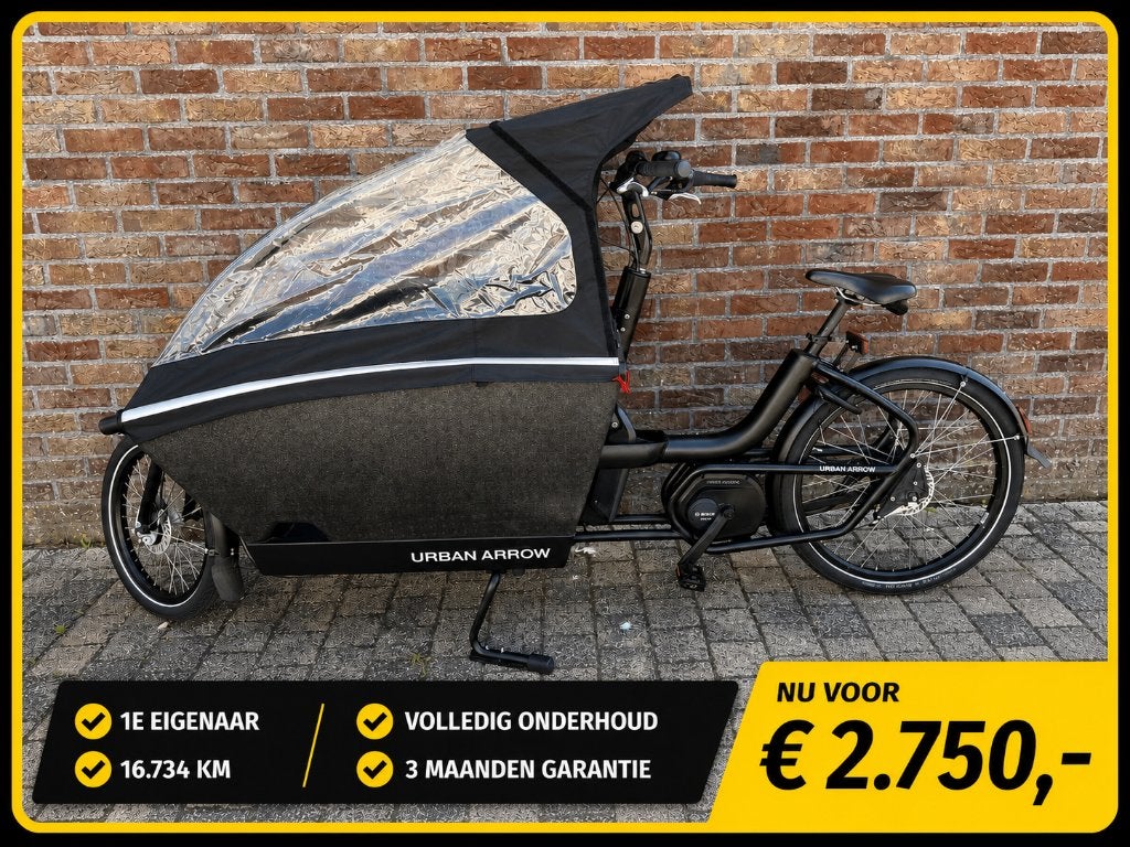 Urban Arrow Family bakfiets 1e eigenaar garantie € 2750,-, Gebruikt, Huif, 2 kinderen, Trommelrem