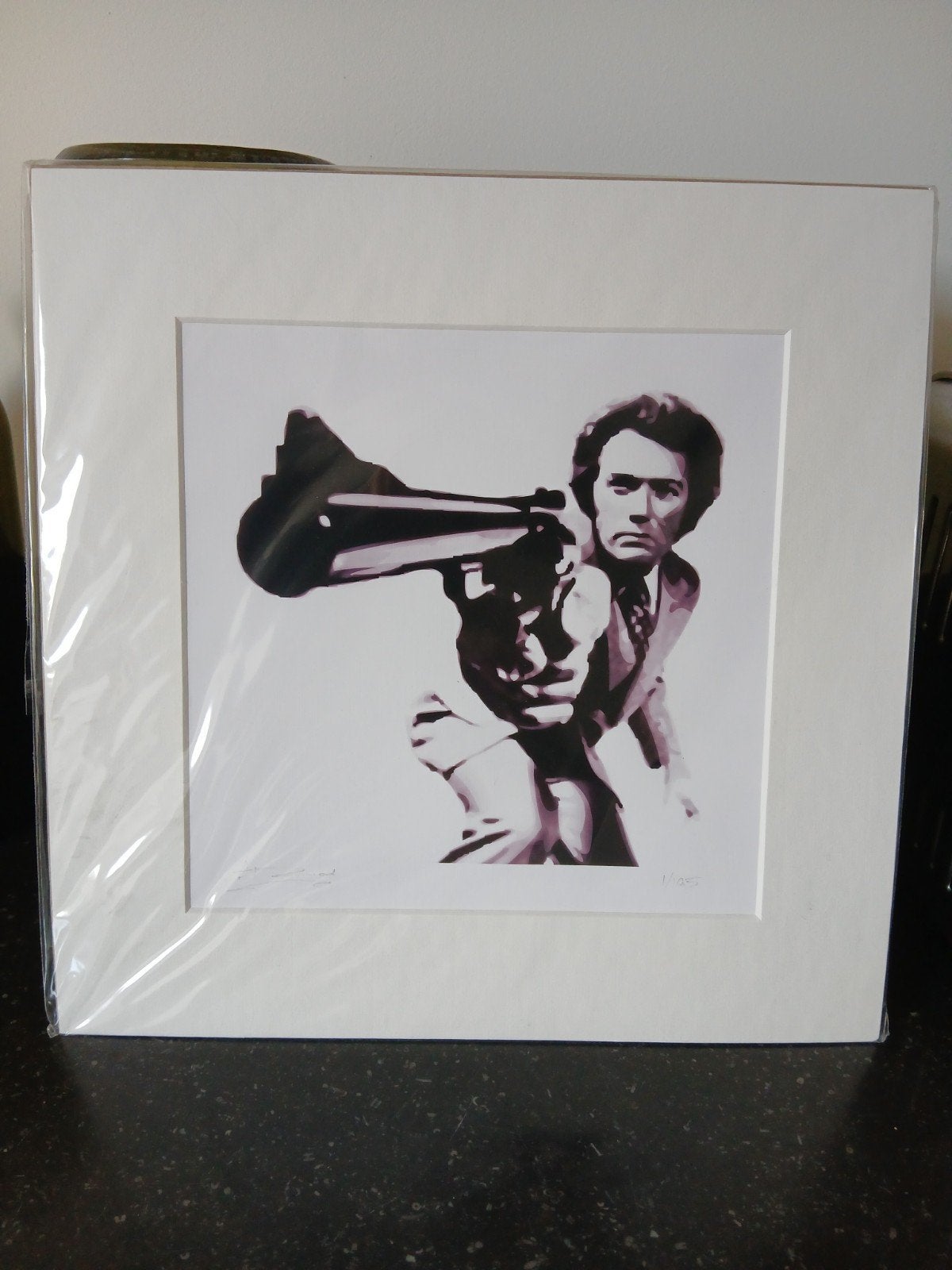 Vintage doch in originele verpakking prent Dirty Harry, Ophalen of Verzenden, Minder dan 50 cm, Print, Minder dan 50 cm