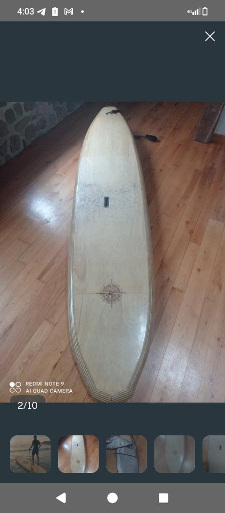 Handgemaakt houten paddleboard uit Baskenland, Verzenden, Plank, Met draagtas