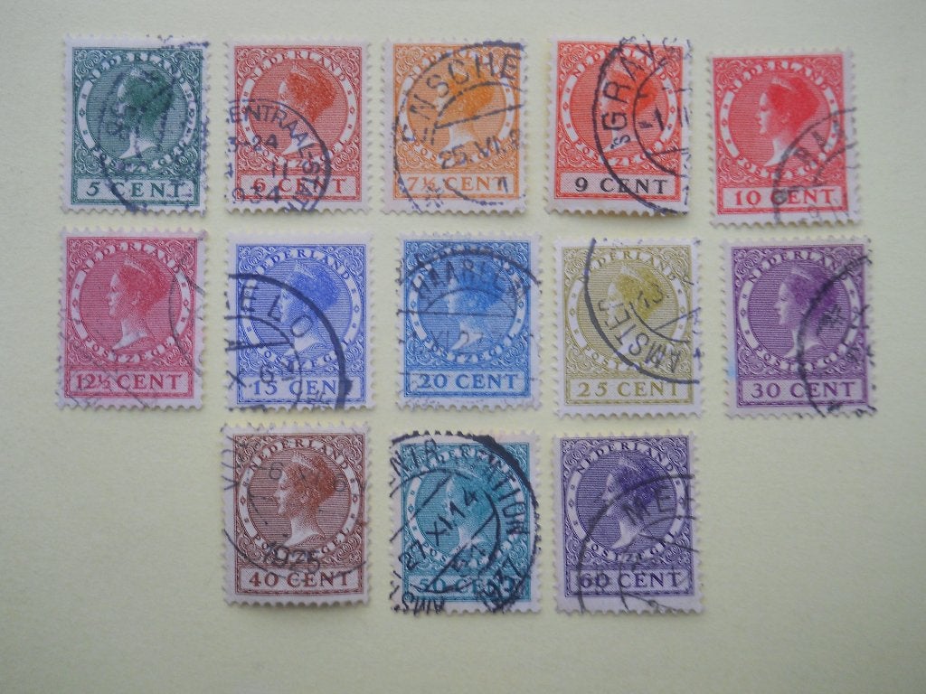 Nederland 1924 Koningin Wilhelmina Nvph149-158+160-162 gest., Ophalen of Verzenden, T/m 1940, Gestempeld