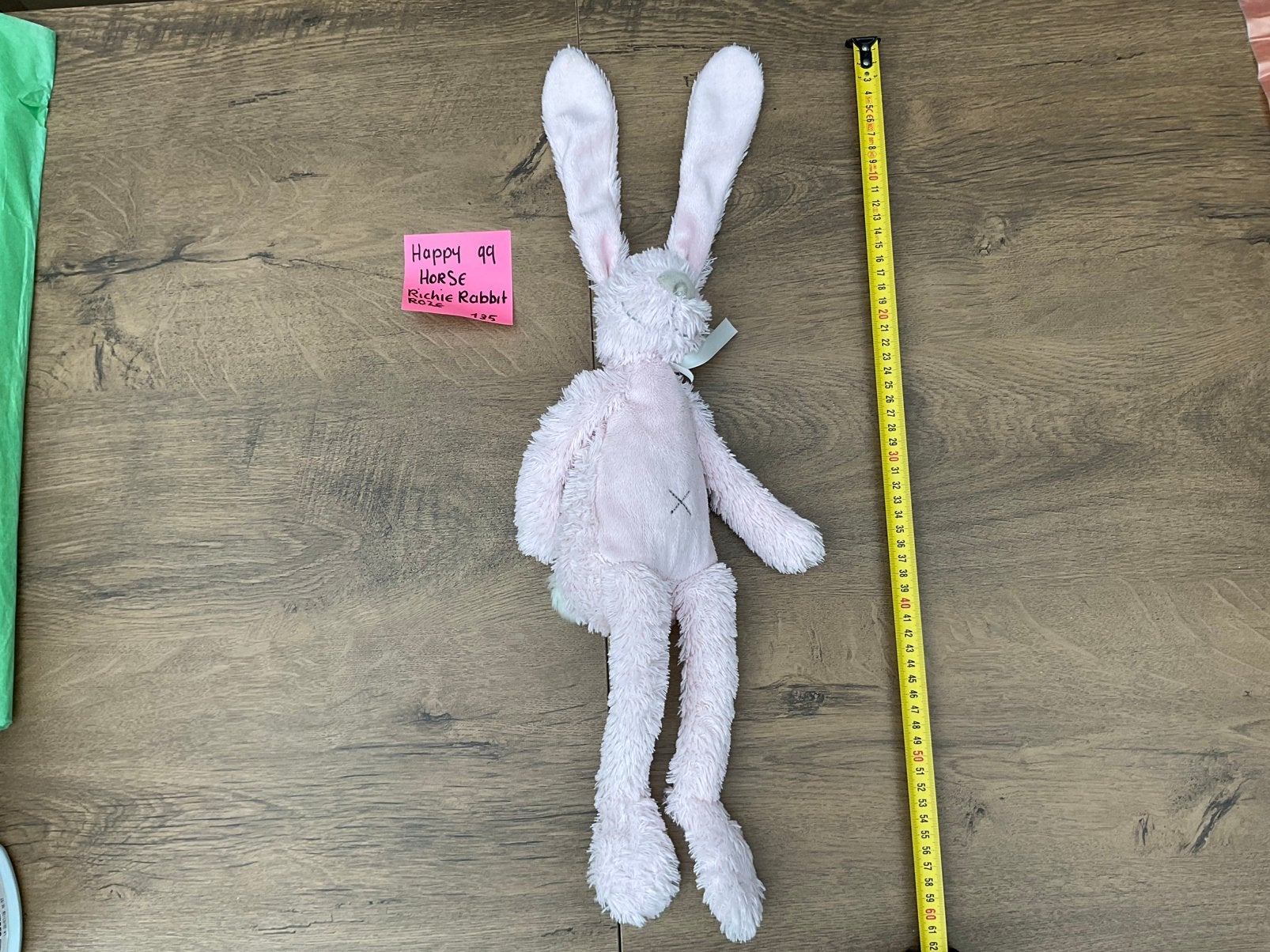 Nieuwe zgan roze Richie Rabbit Happy Horse konijn ca 60cm, Ophalen, Overige karakters, Happy Horse, Middelgroot (20 tot 80 cm)