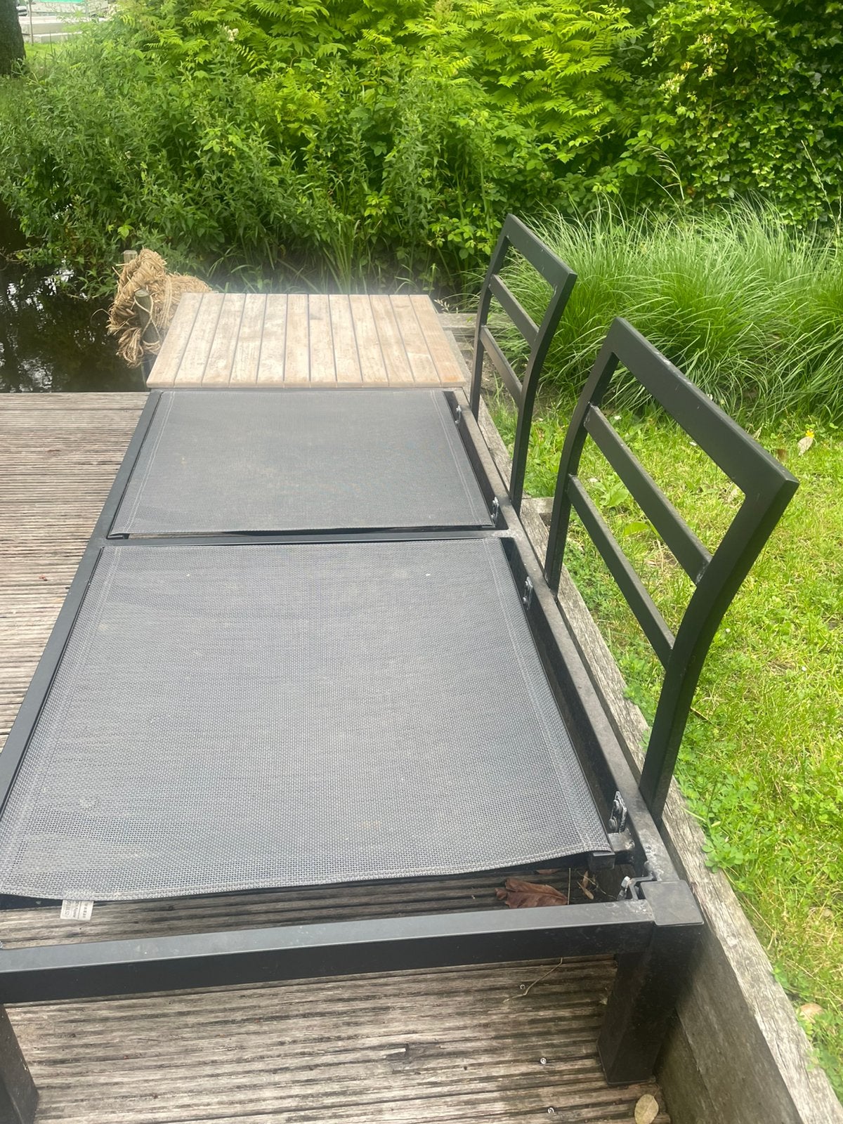 Tuinset nog stevig met grijze kussens, Tuin en Terras, Ligbedden, Gebruikt, Rvs, Ophalen of Verzenden