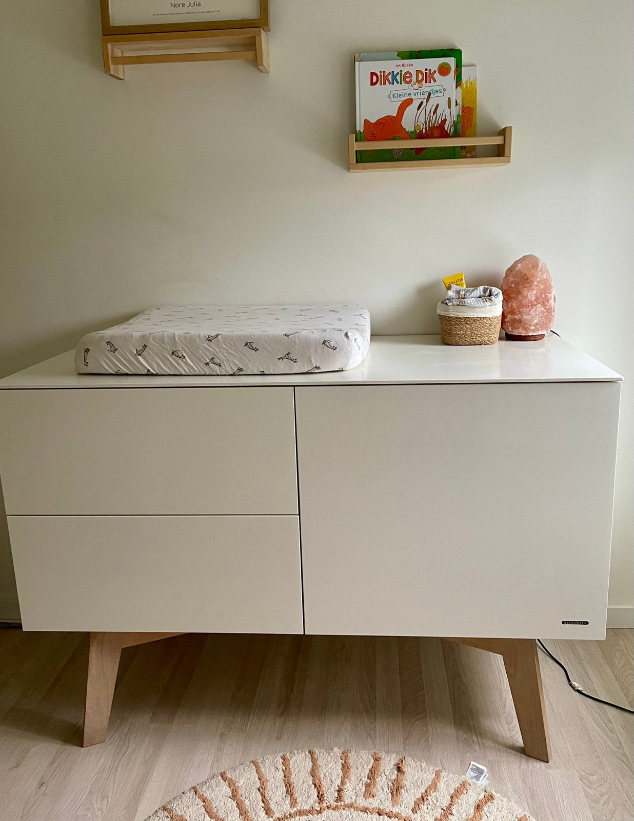 Kidsmill sixties commode mat wit eiken, Ophalen, 50 tot 70 cm, Voetruimte, 100 cm of meer