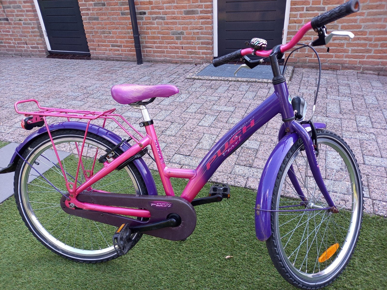 Paarse/roze kinderfiets - 20 inch, Ophalen, Gebruikt, Puch, Terugtraprem