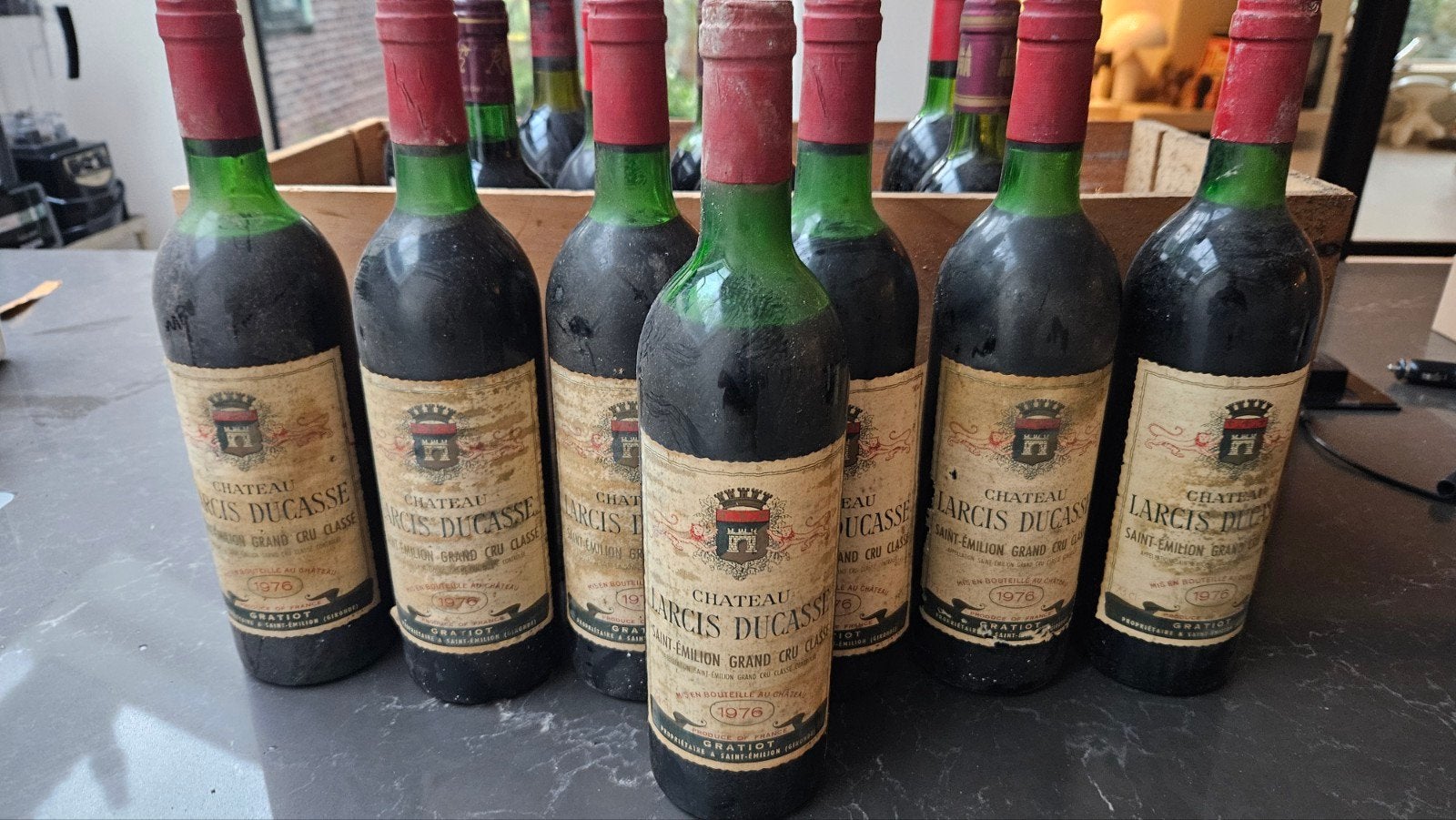 7x 1976 Château Larcis Ducasse Saint-Émilion Grand Cru class, Verzamelen, Wijnen, Ophalen, Frankrijk, Rode wijn, Vol