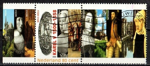 Nederland nr. 1877a uit blok geboortedag Karel V gestempeld, Postzegels en Munten, Postzegels | Nederland, Verzenden, Na 1940