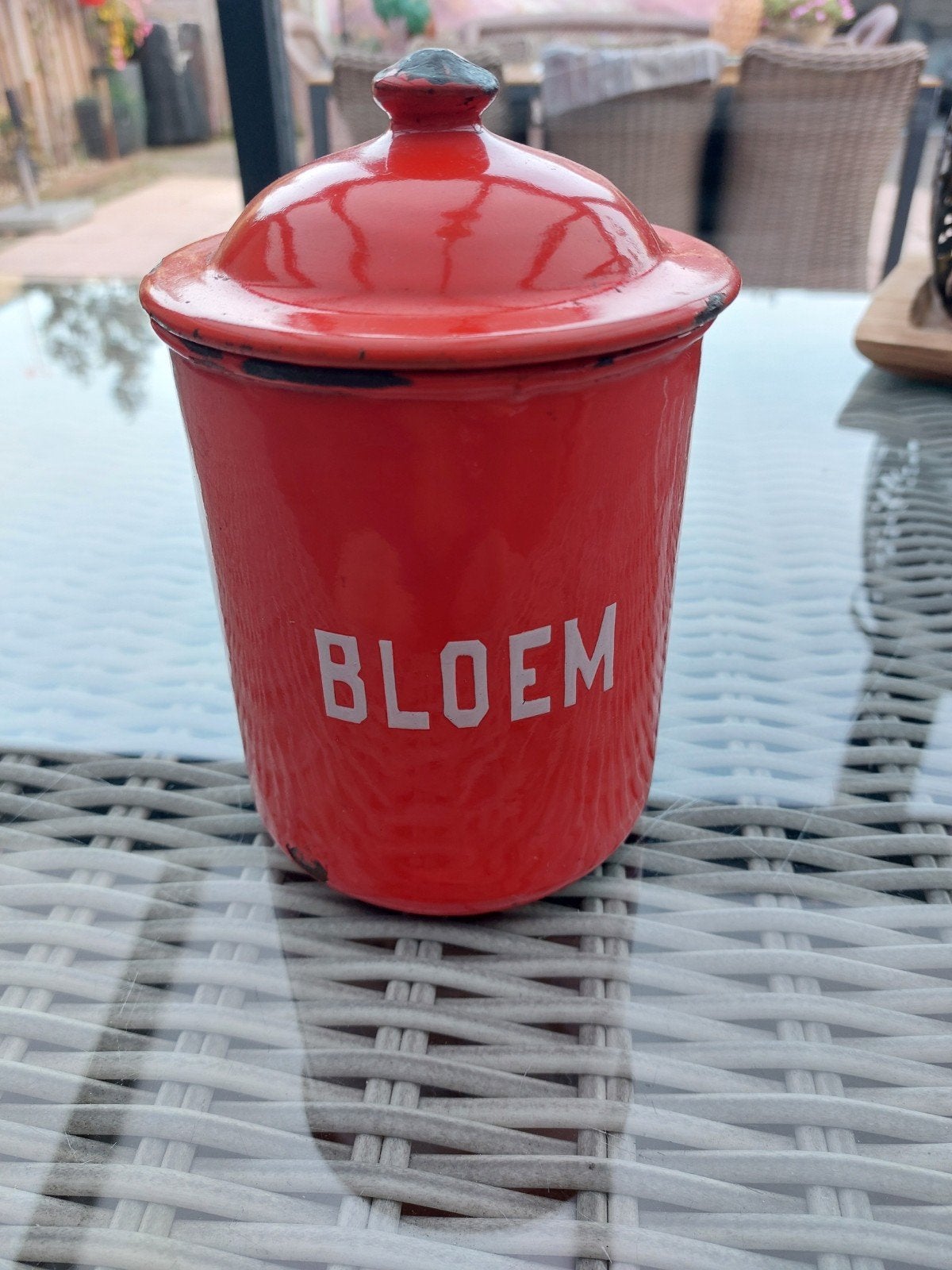 Zeldzame emaille Bloem kilo bus., Antiek en Kunst, Ophalen of Verzenden
