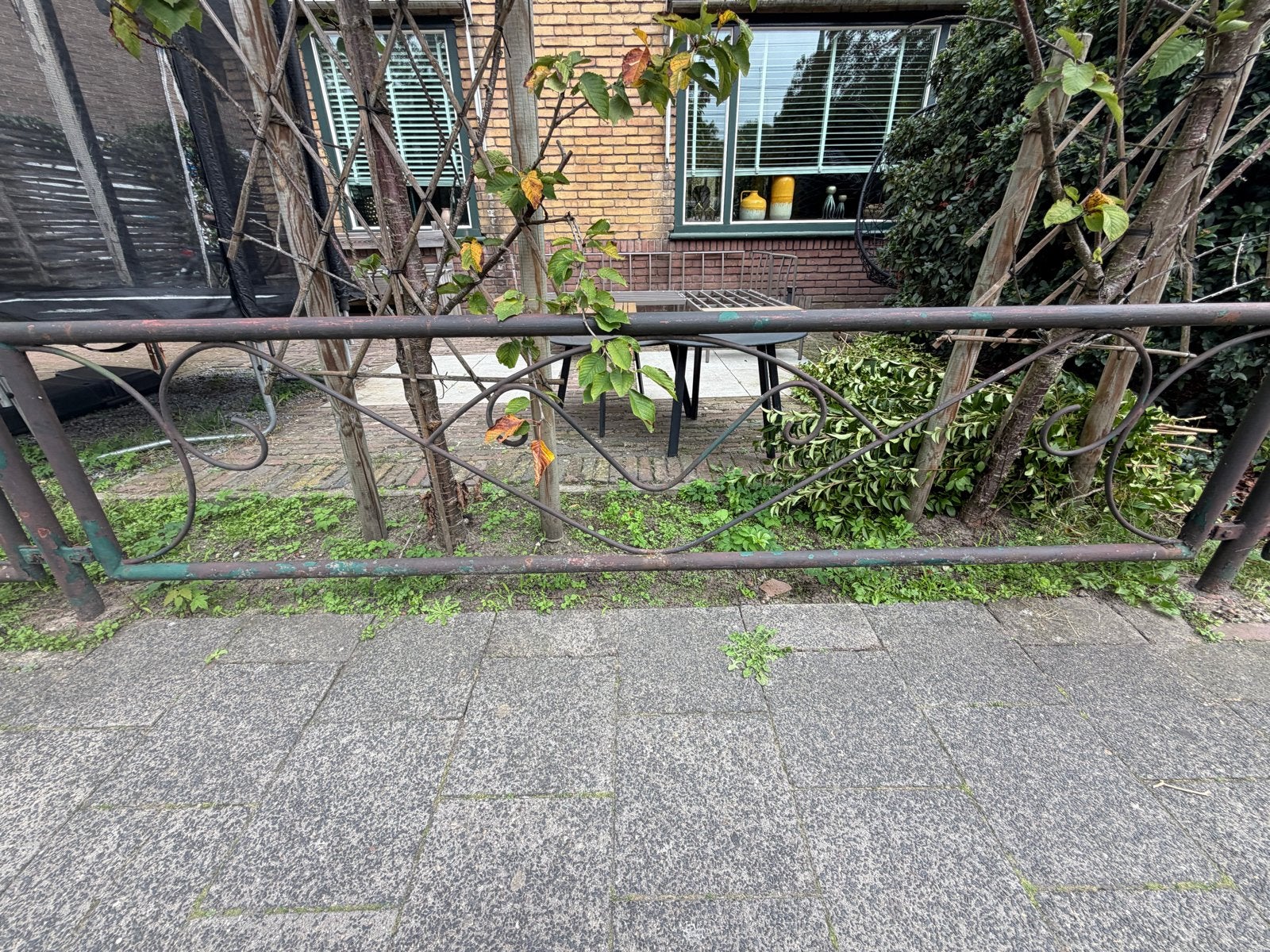Sierhekwerk - Groen smeedijzeren hek jaren 30, Tuin en Terras, Ophalen, Gebruikt, IJzer, Sierhekwerk