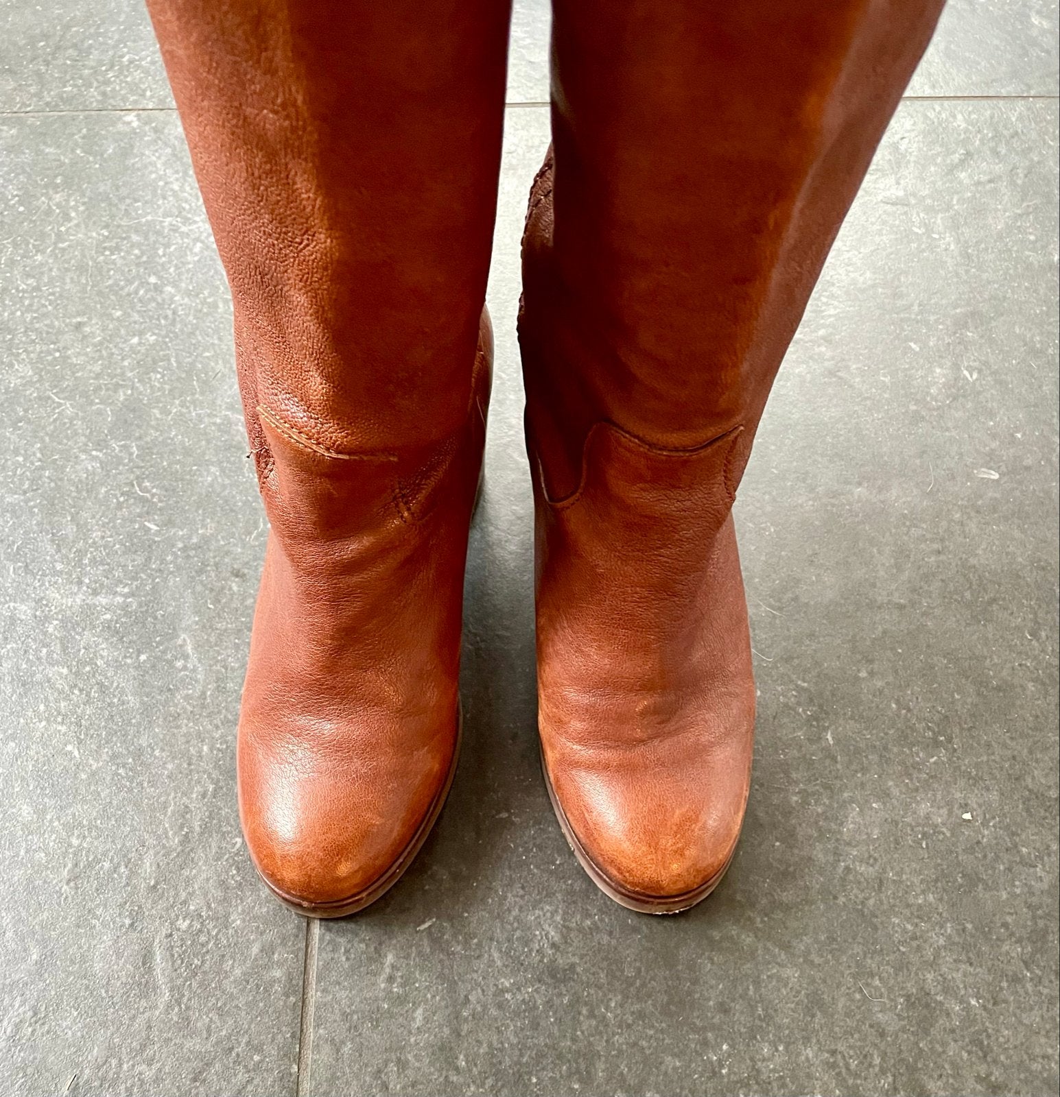 Shabbies Amsterdam hoge laarzen cognac  - Maat 40, Kleding | Dames, Ophalen of Verzenden, Gedragen, Bruin, Hoge laarzen