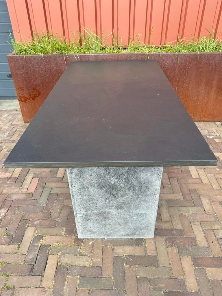 Natuurstenen tuintafel, grijs, 180x90cm, Tuin en Terras, Tuintafels, Ophalen, Gebruikt, Rechthoekig, Overige materialen