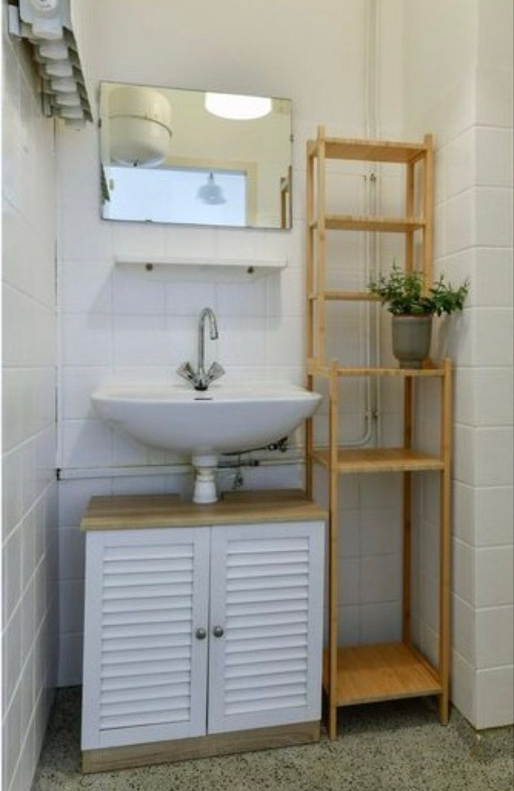 IKEA Ragrund Badkamer Stellingkast Bamboe - 163x33x28 cm, Ophalen, (Half)hoge kast, Minder dan 50 cm, Gebruikt