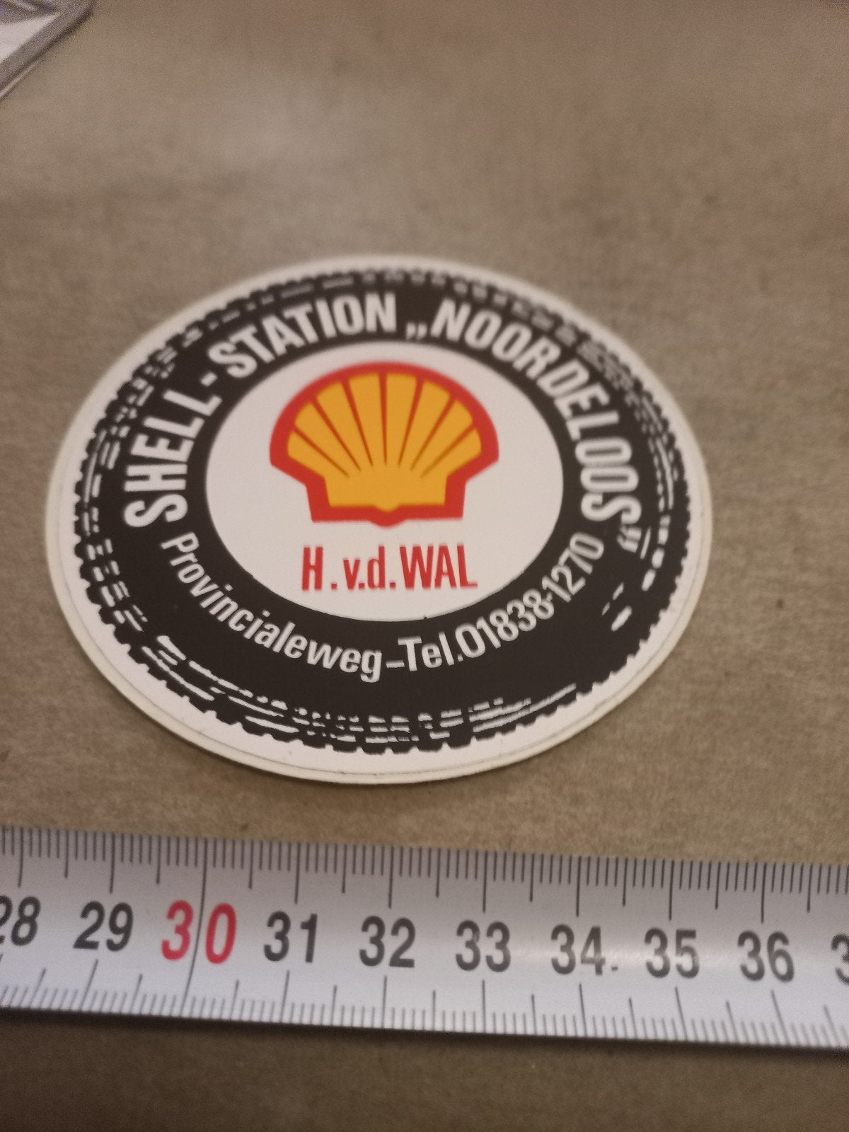 Vintage Shell Station Noordeloos sticker, Verzamelen, Ophalen of Verzenden, Gebruikt, Merk