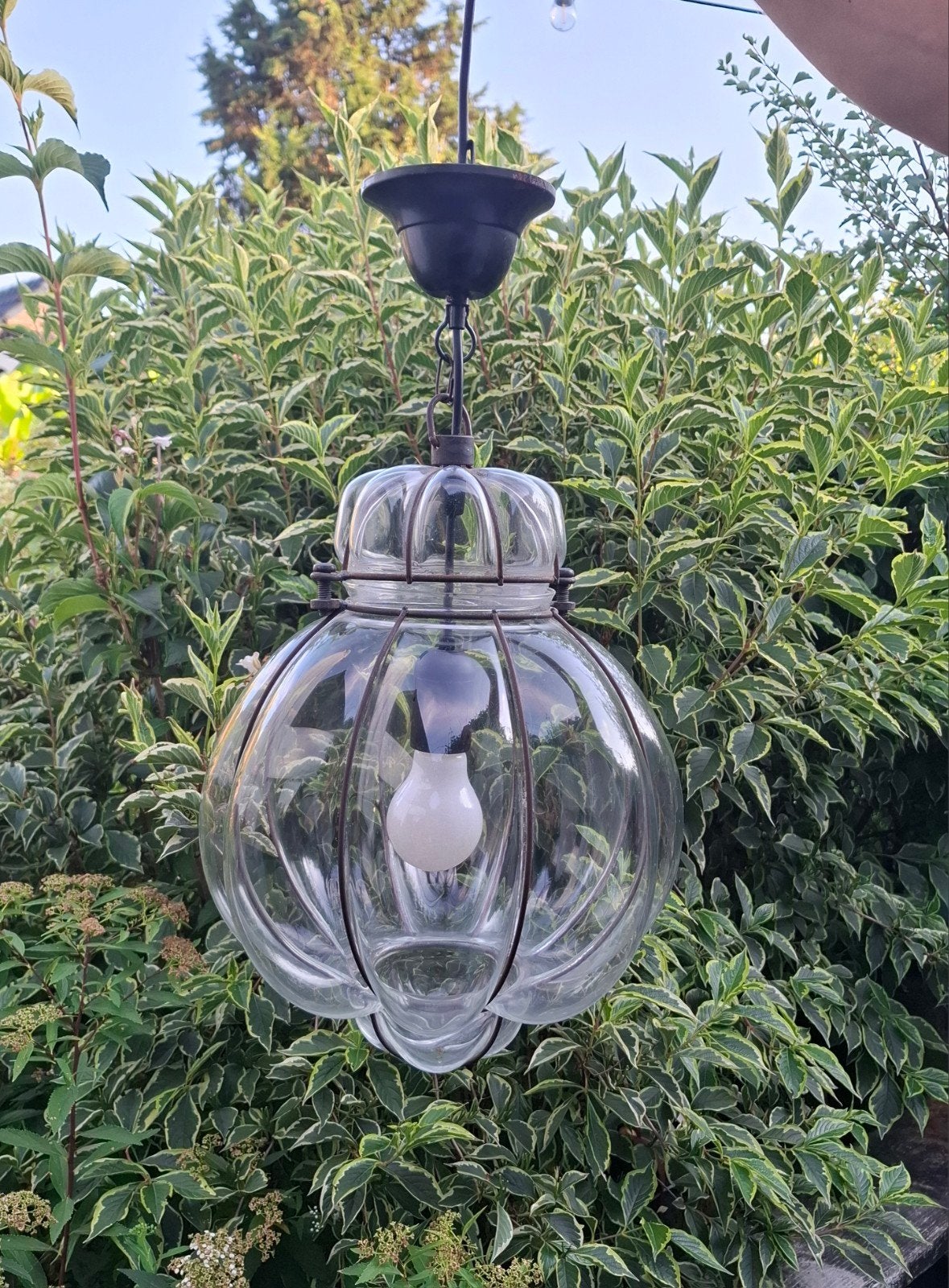 Set van 2 vintage glazen hanglampen, Antiek en Kunst, Ophalen