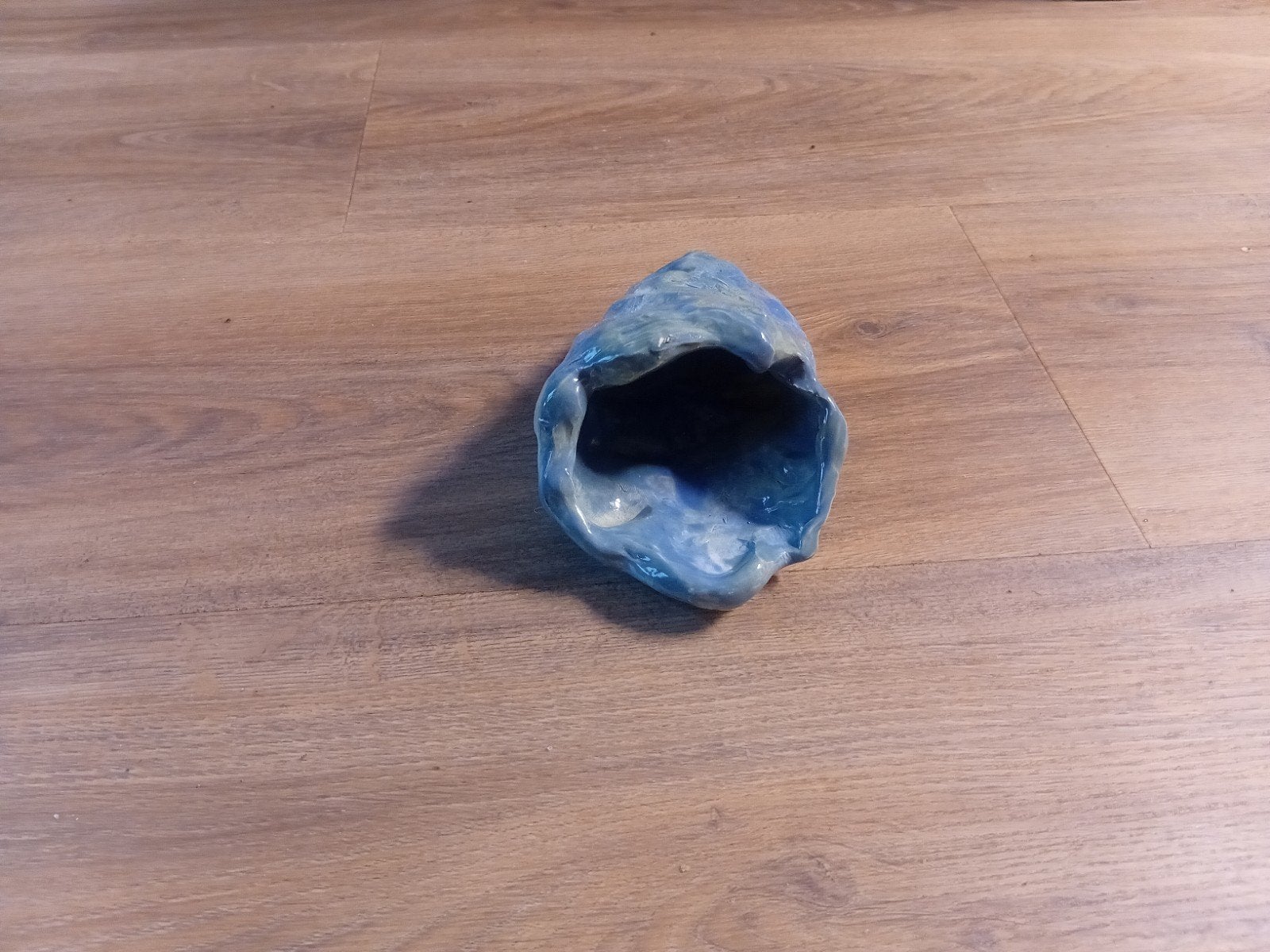 Handgemaakte keramische aquarium huisje blauw, Ophalen of Verzenden