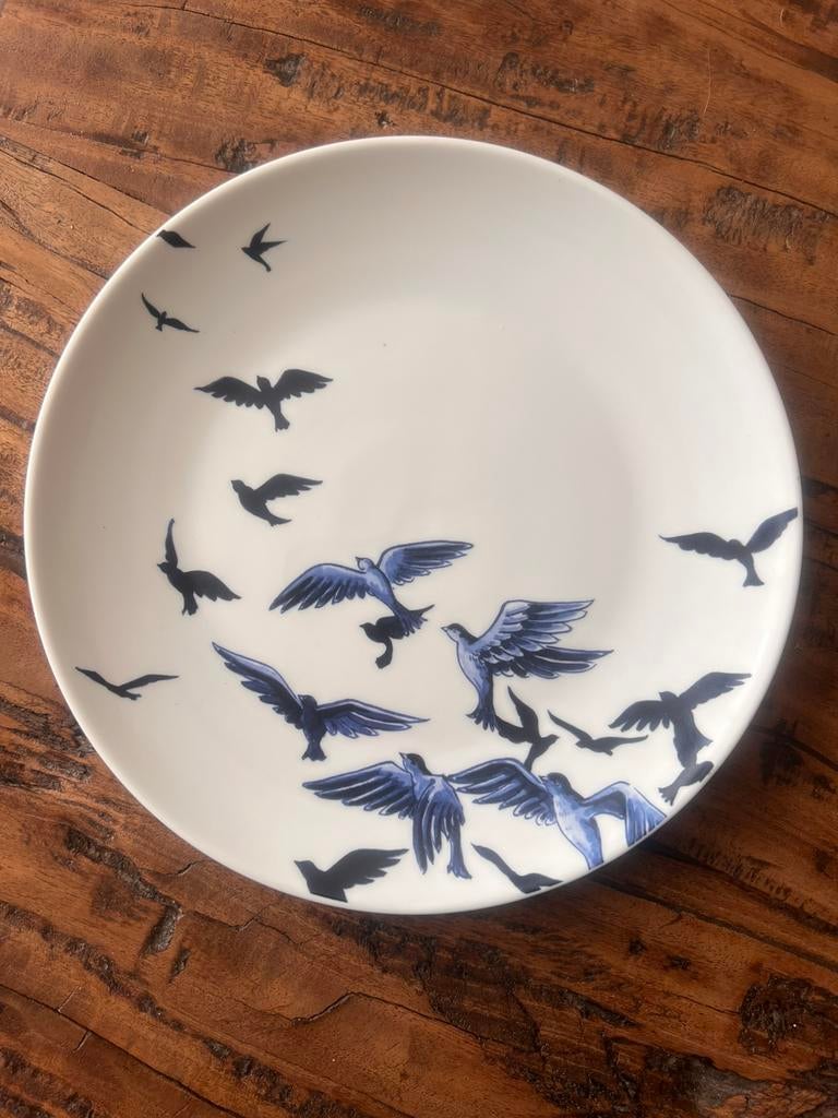 Wandbord / sierbord vogels Heinen  Delfts blauw, Huis en Inrichting, Woonaccessoires | Wanddecoraties, Nieuw, Ophalen of Verzenden