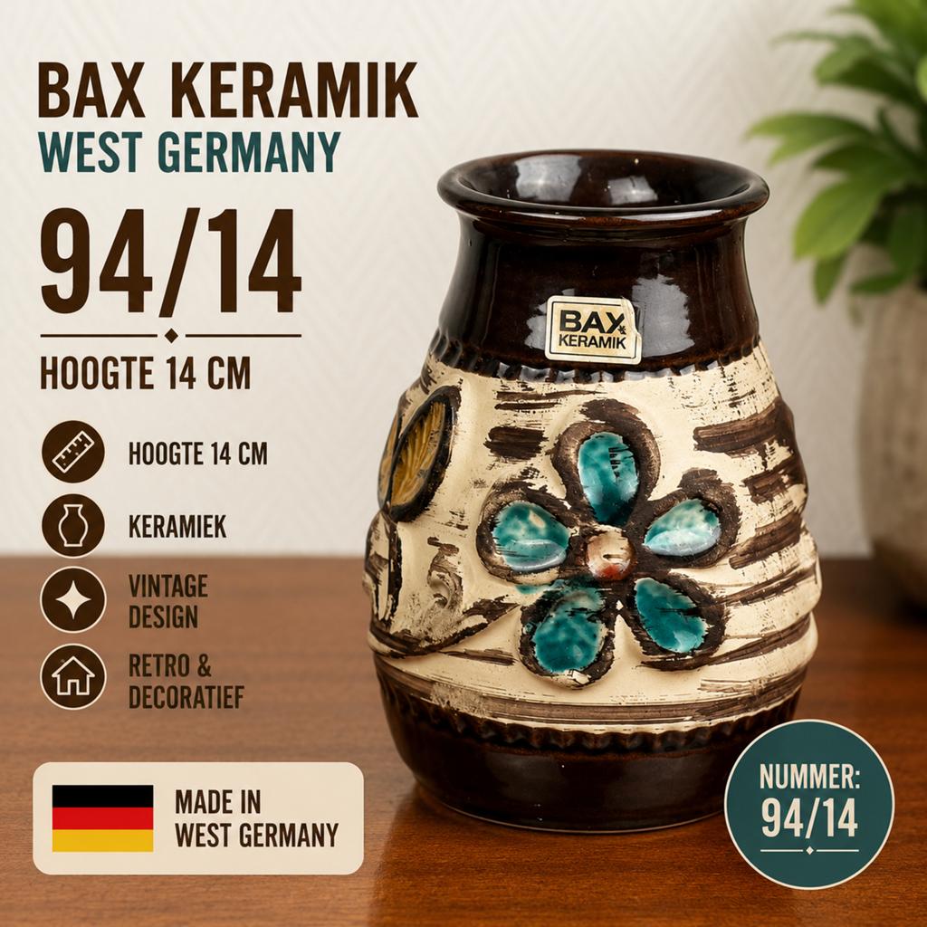 Vintage Bay Keramik Vaas 94/14 - West Germany, Ophalen of Verzenden