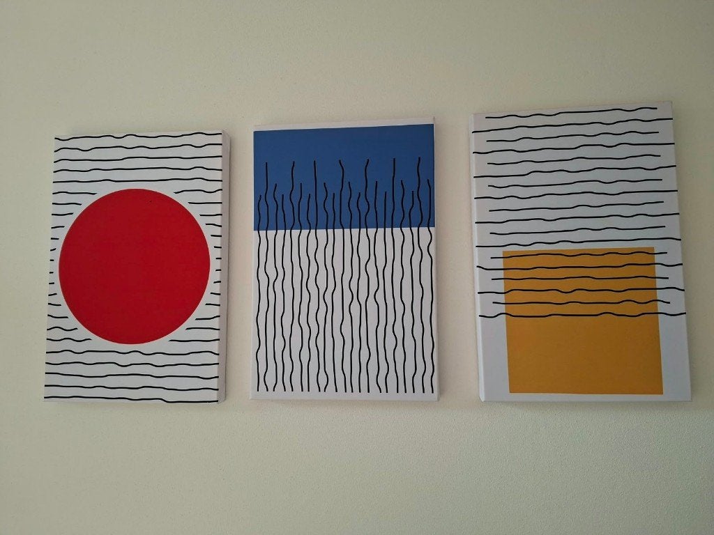 Akoestisch schilderij, set van 3 40x60cm, Ophalen, 50 – 75, Minder dan 50 cm, Zo goed als nieuw