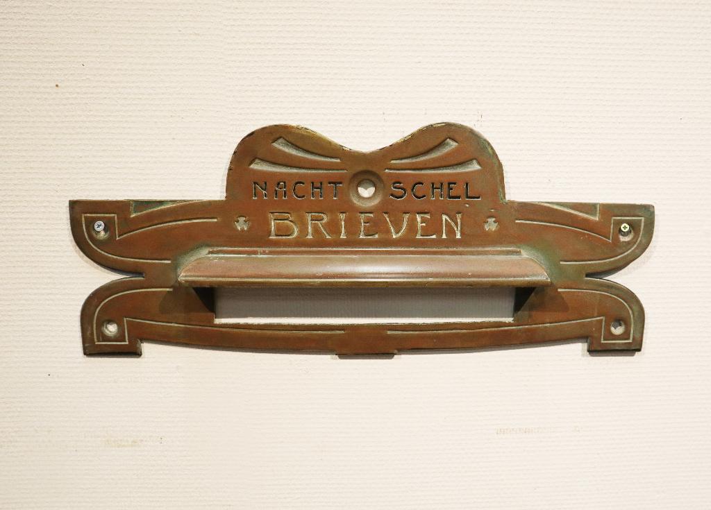 Jugendstil bronzen brievenbus, plaquette, Ophalen of Verzenden