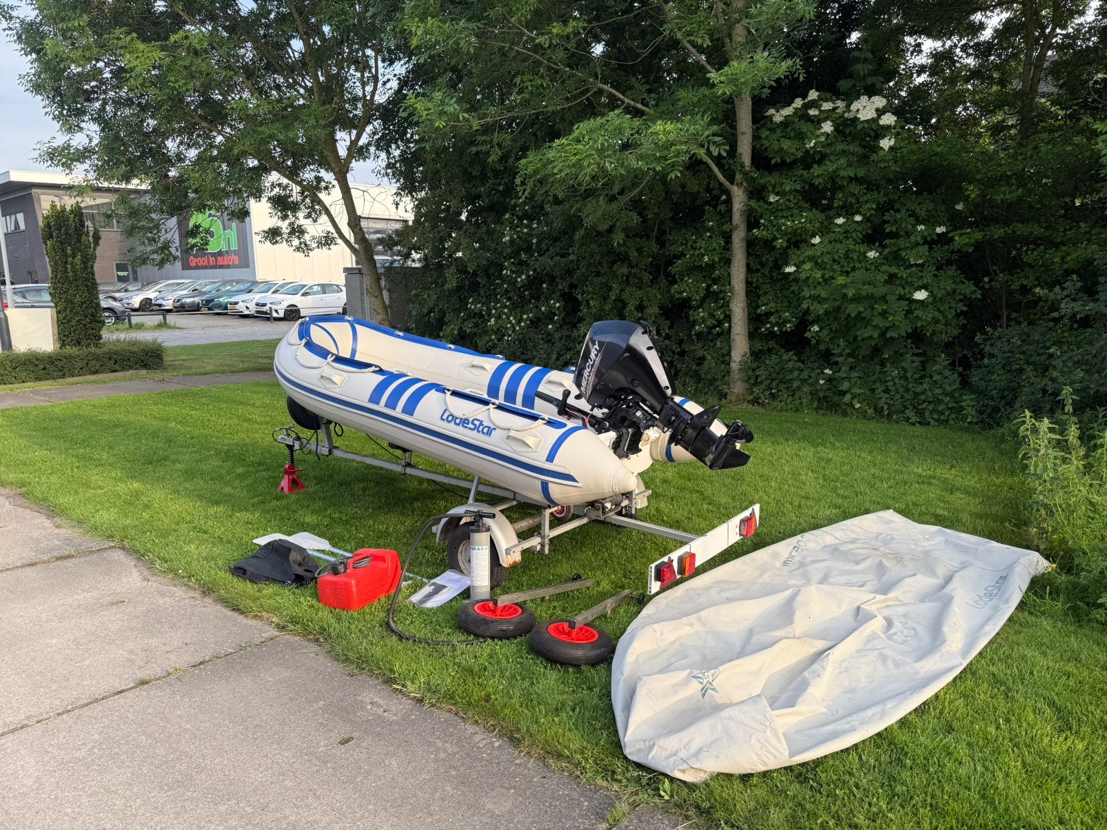 Lodestar 320 RIB + Mercury 15pk EFI + trailer - complete set, Watersport en Boten, 15 pk, Peddels, Zo goed als nieuw, Lodestar