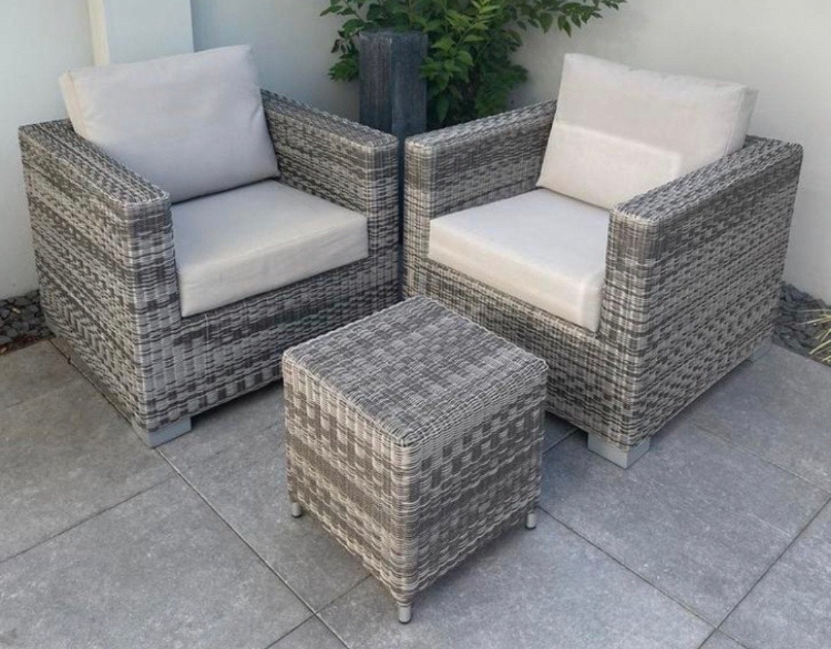 Life tuinset met grijze outdoor kussens nu 50,-, Tuin en Terras, Tuinsets en Loungesets, Gebruikt, Wicker, Stoel, Tuinset