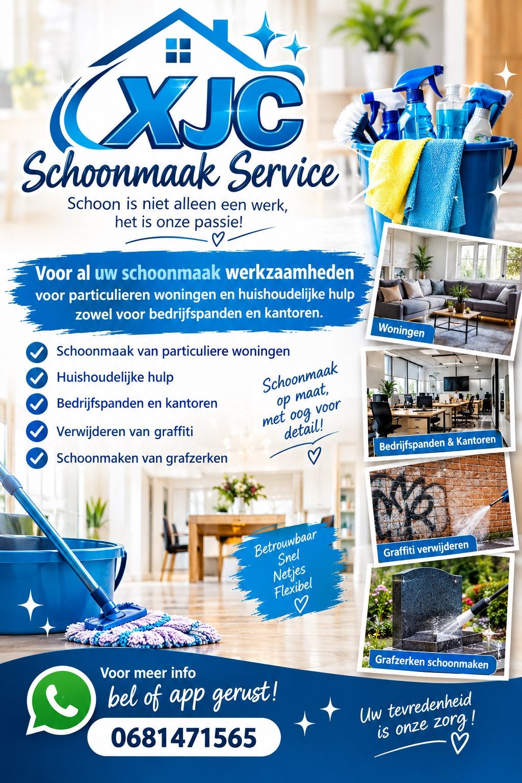Schoonmaak service wij bieden van alles aan lees de flayer
