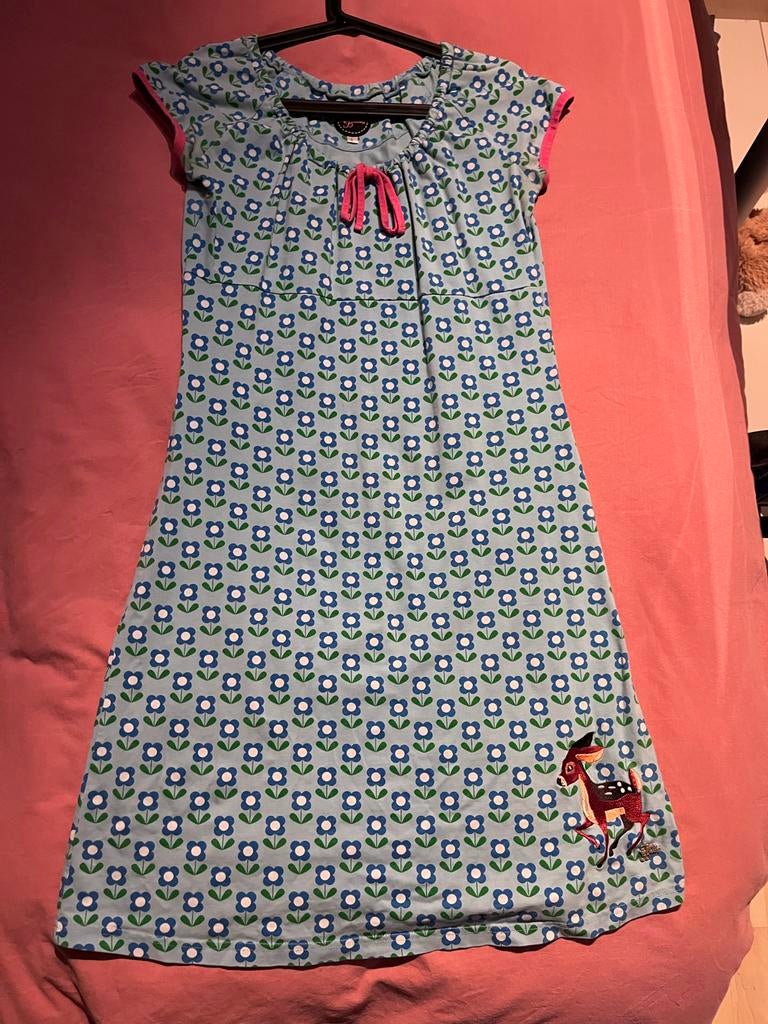Tante Betsy maat L (valt als m): bloemen en Bambi-applicatie, Maat 38/40 (M), Blauw, Ophalen of Verzenden, Knielengte