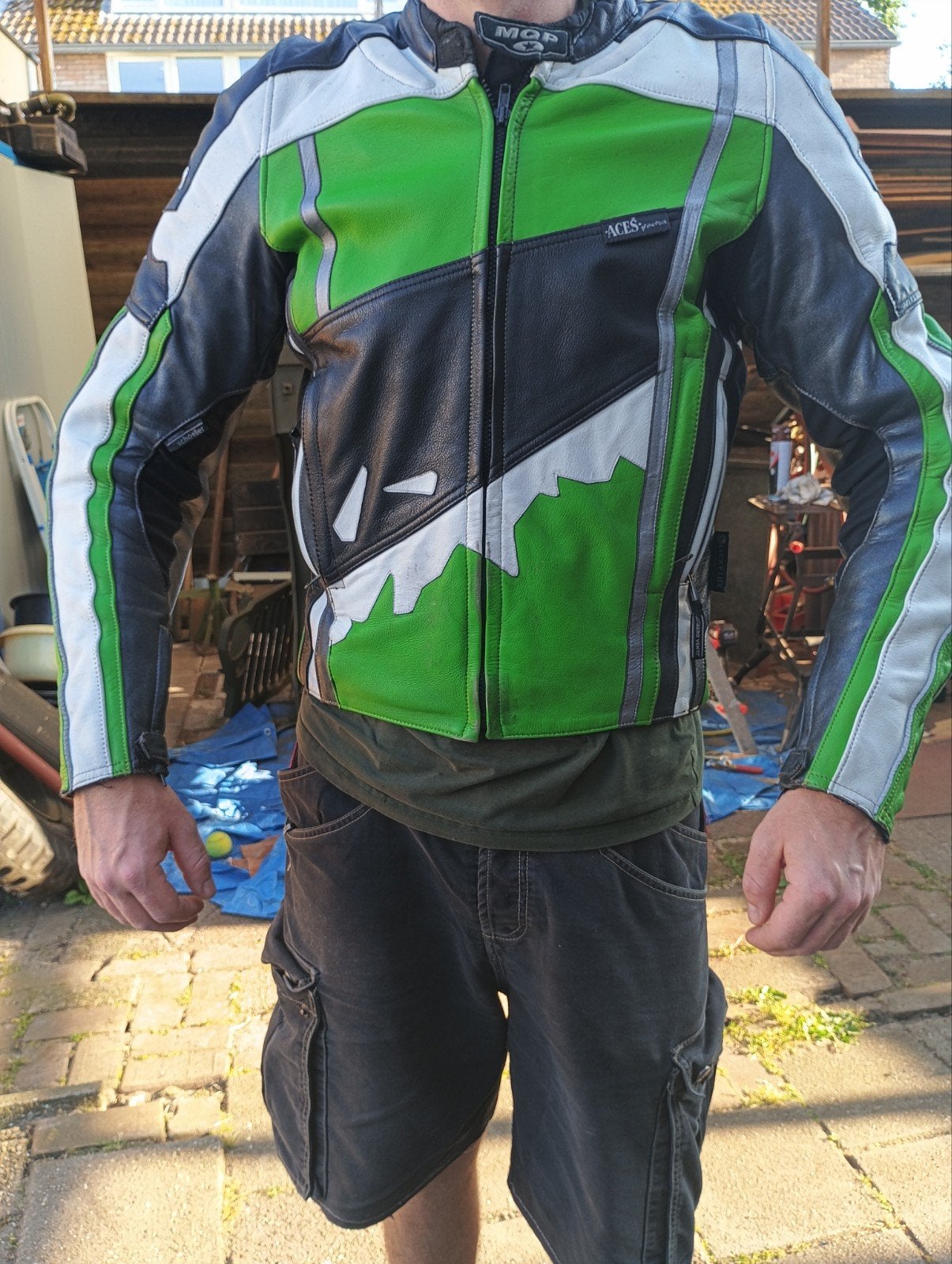 Motorjas Leer MQP maat 48H, Motoren, Kleding | Motorkleding, Ophalen, Dames, Jas | leer, MQP Aces of the Track