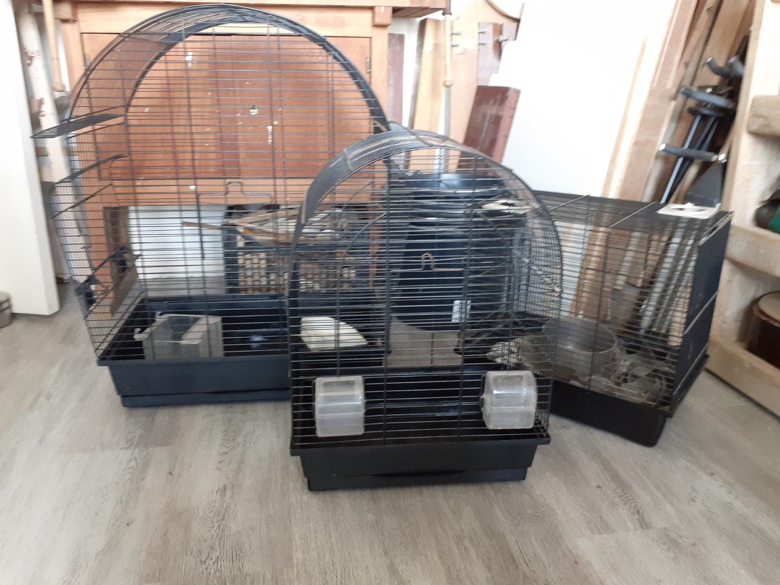 2 vogelkooien en 1 hamsterkooi, Dieren en Toebehoren, Ophalen, Gebruikt, Metaal, Vogelkooi