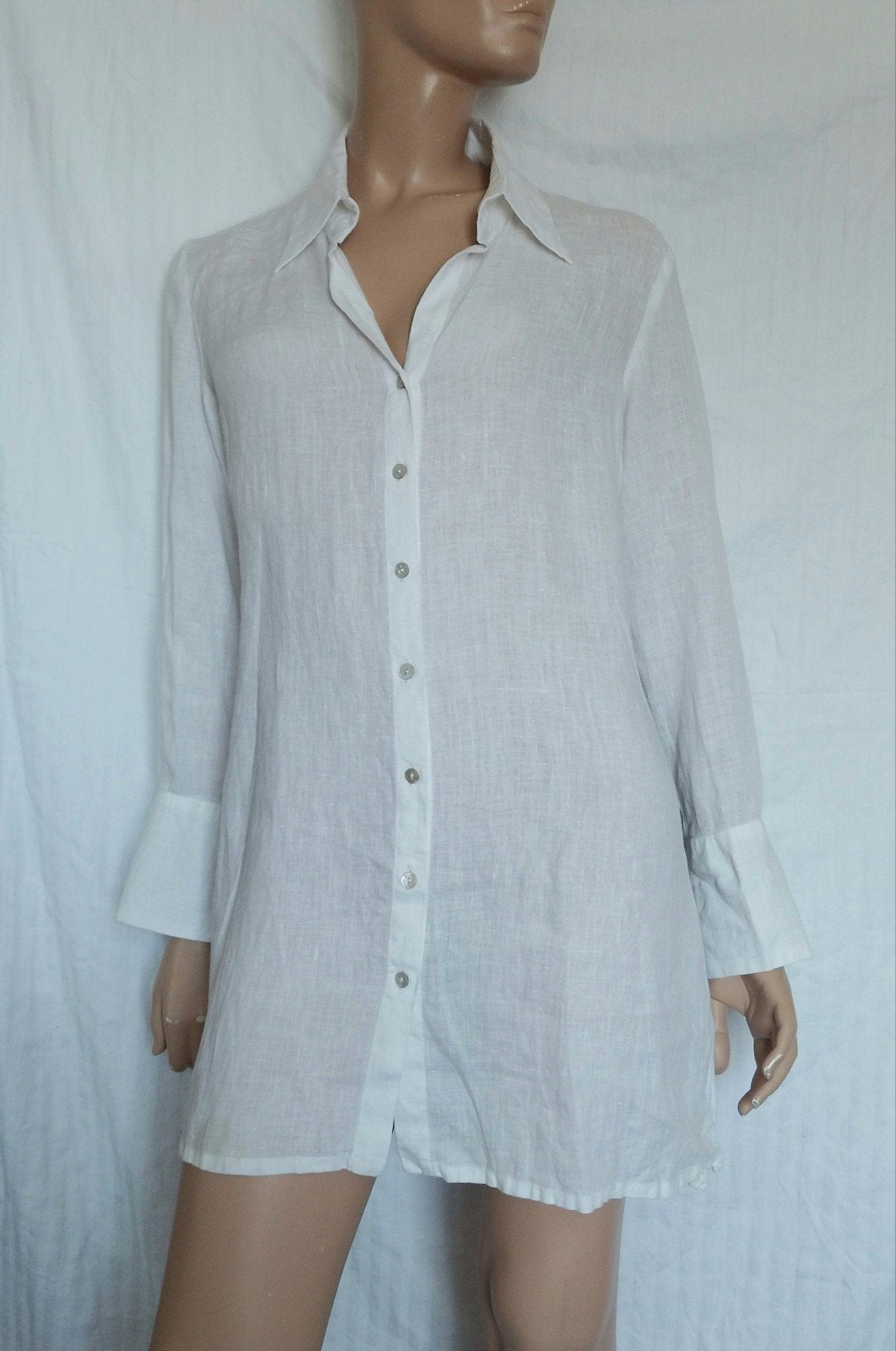 ANNE FONTAINE LINNEN Blouse,  Maat 44, Kleding | Dames, Blouses en Tunieken, Ophalen, Zo goed als nieuw, Maat 42/44 (L), Wit