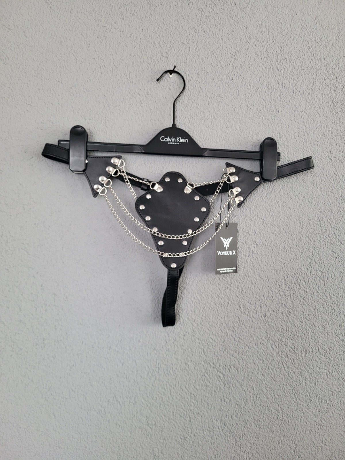 VoyeurX leren string One Size nieuw, VoyeurX, Verzenden, Zwart, String