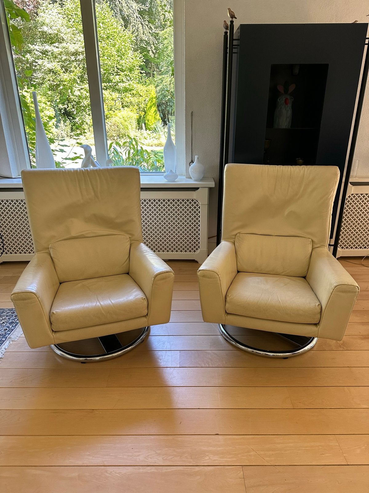 Rolf Benz BMP Draaifauteuils en poef - Creme, Ophalen, Gebruikt, Modern, 50 tot 75 cm